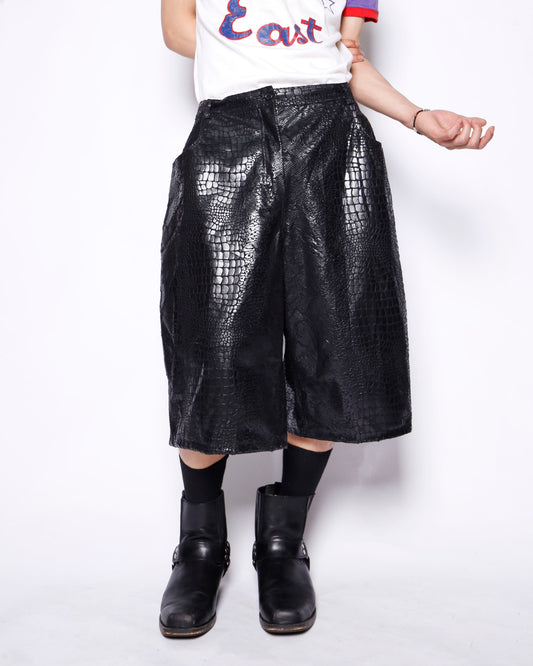 vintage faux croc bermuda shorts