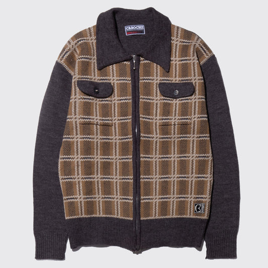 vintage check knit jacket