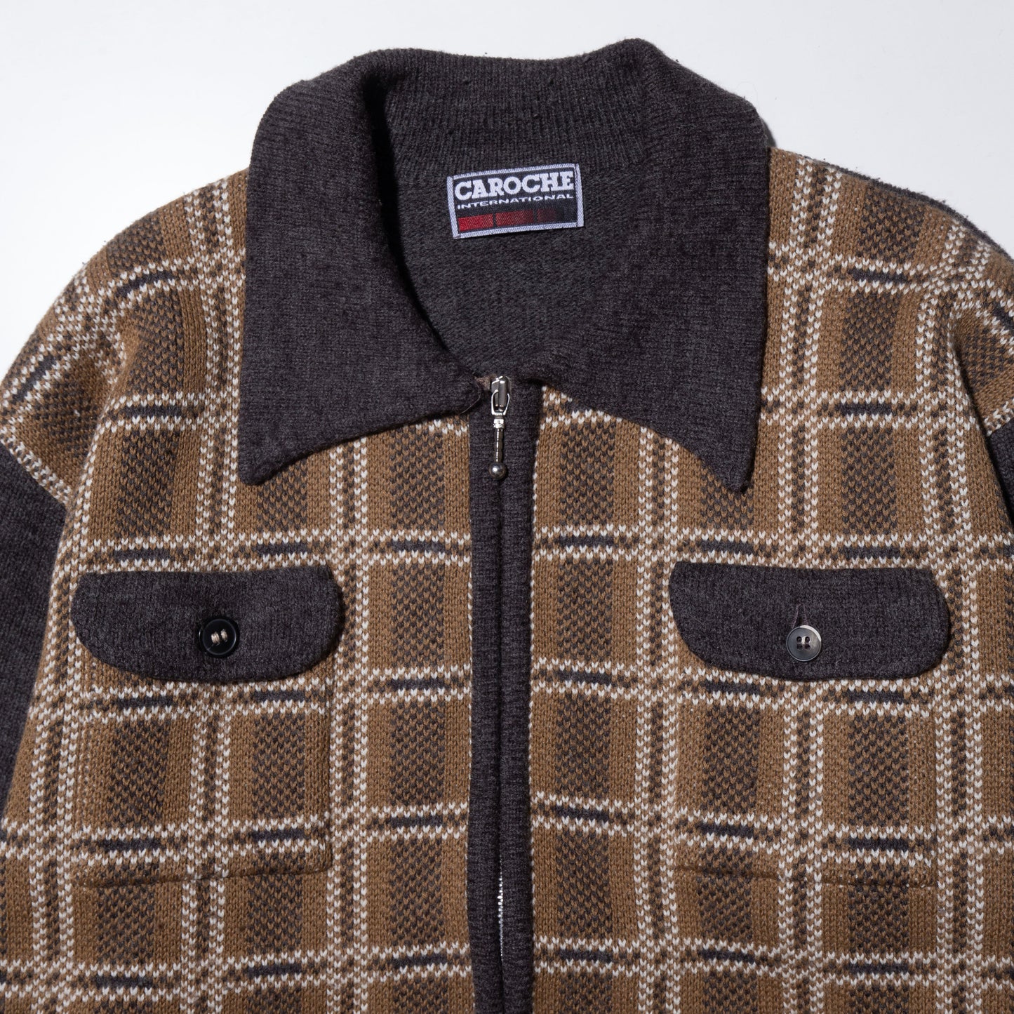 vintage check knit jacket