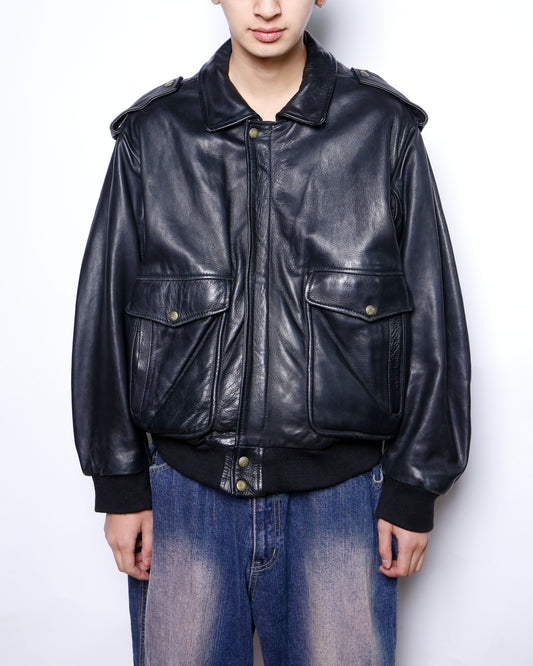 vintage 90's aviator leather jacket