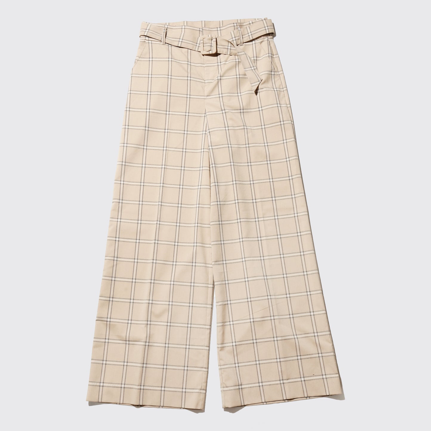vintage belted check wide slacks