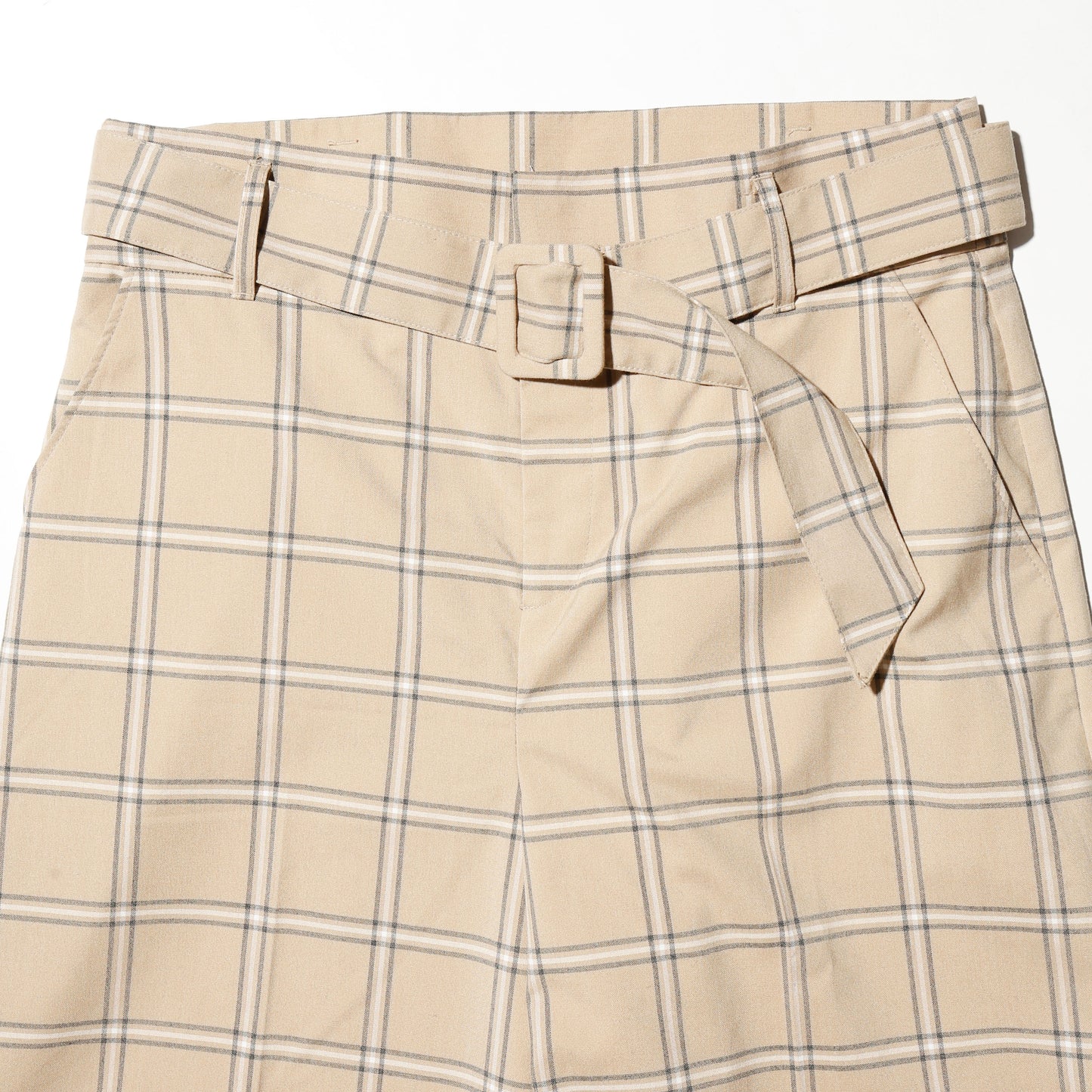 vintage belted check wide slacks