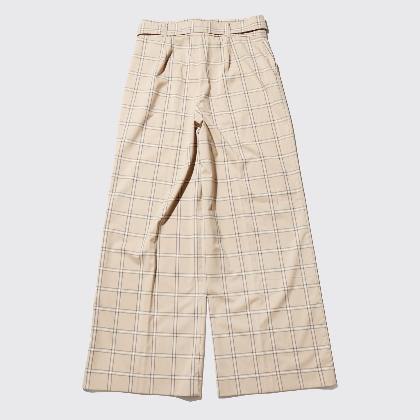 vintage belted check wide slacks