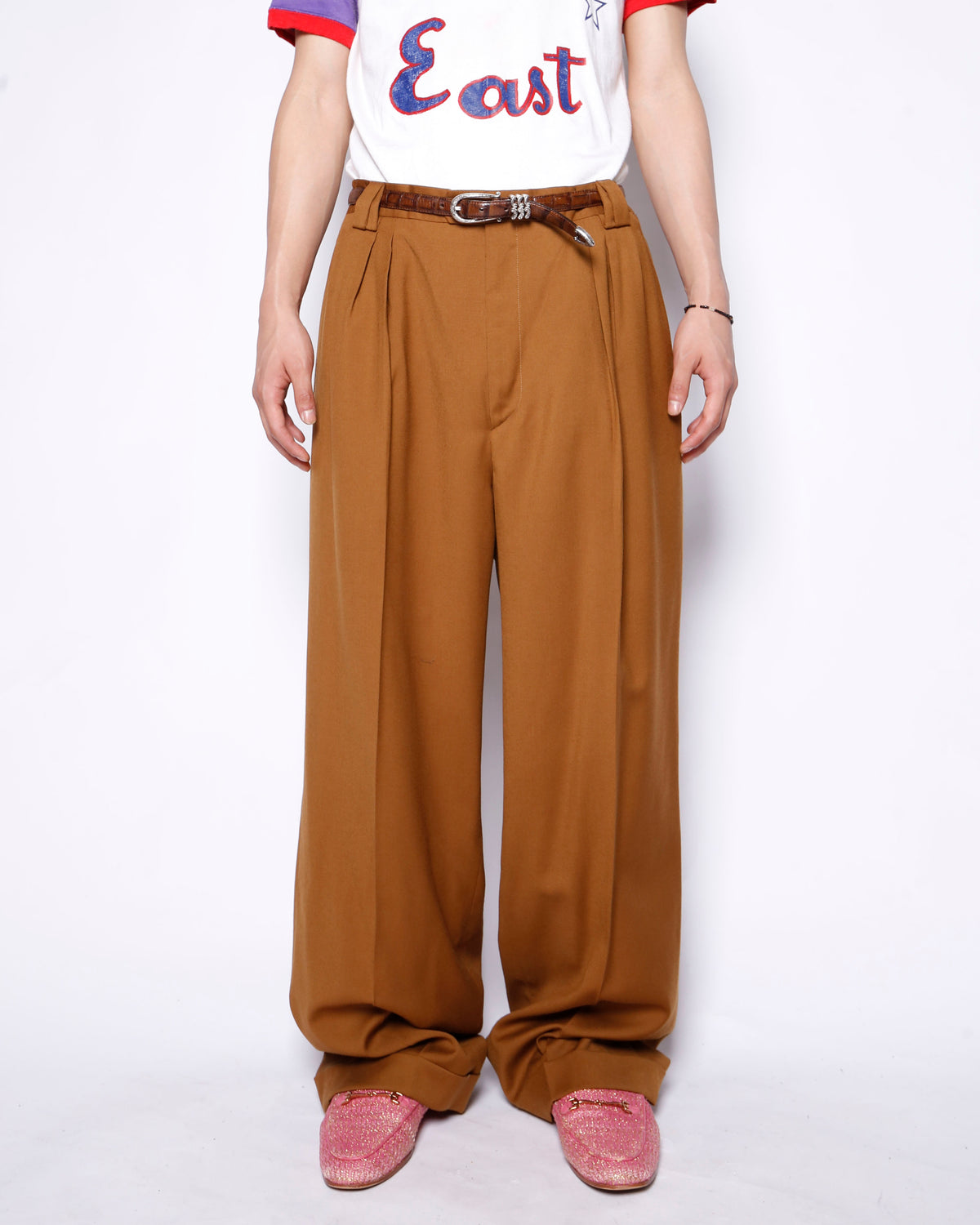 vintage tucked wide slacks