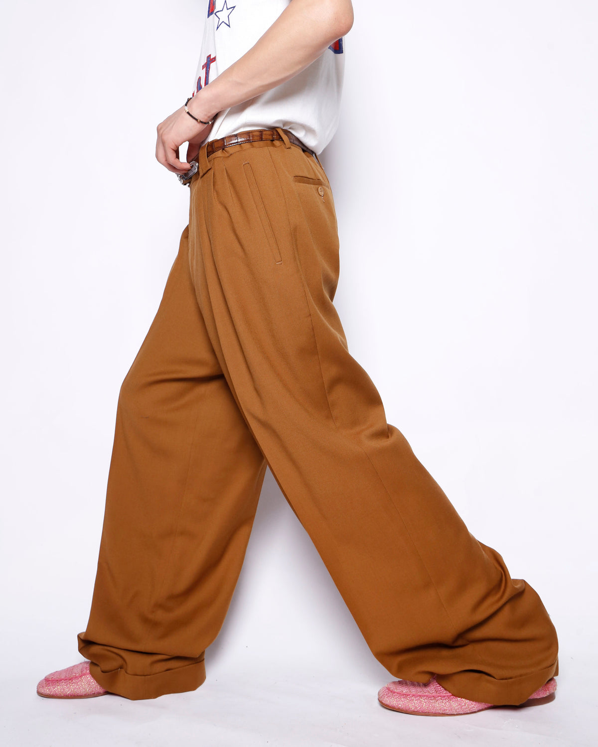 vintage tucked wide slacks