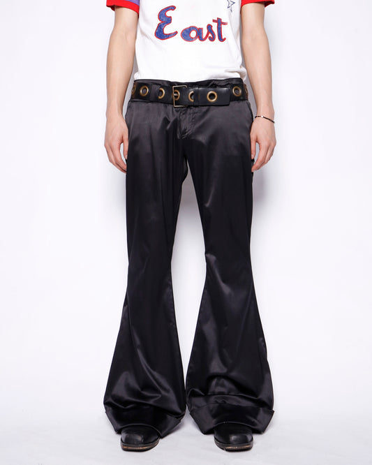 vintage low rise satin flare trousers