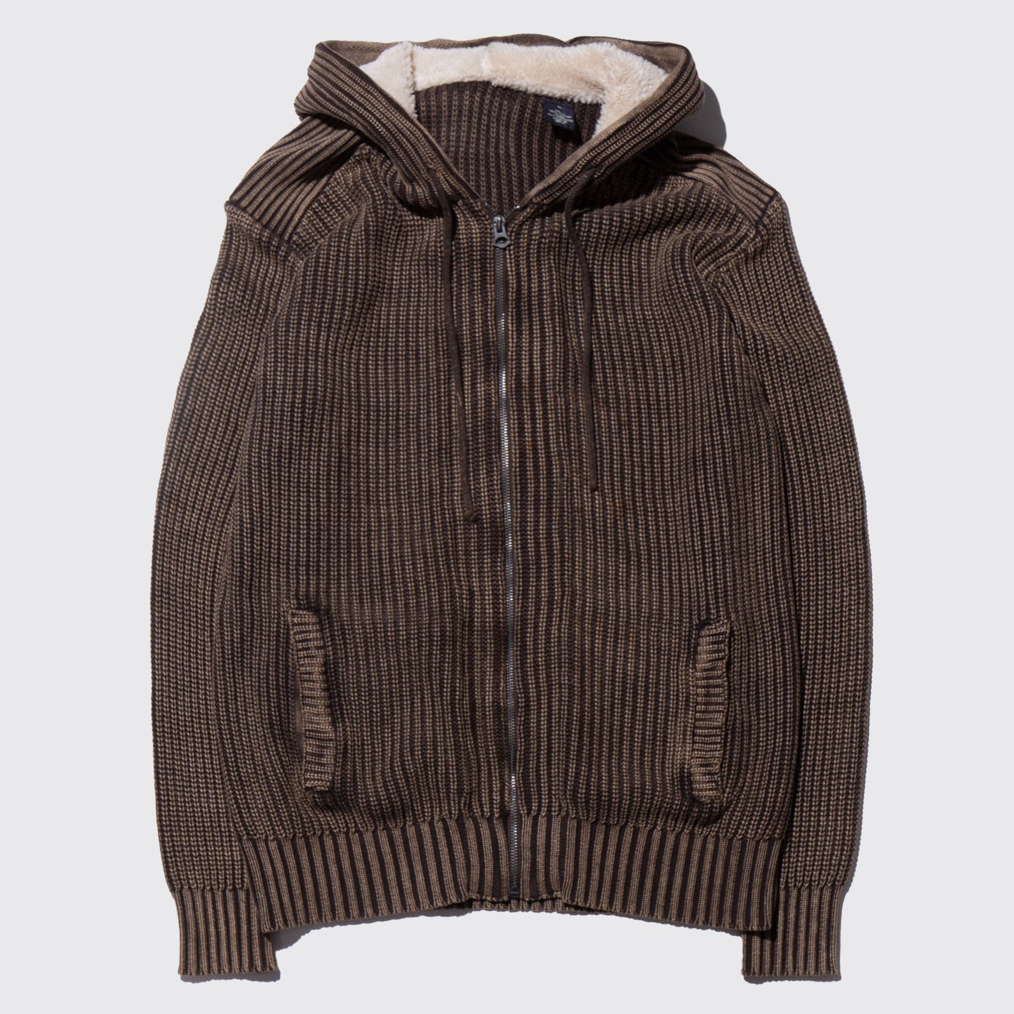 vintage acid rib knit boa hoodie