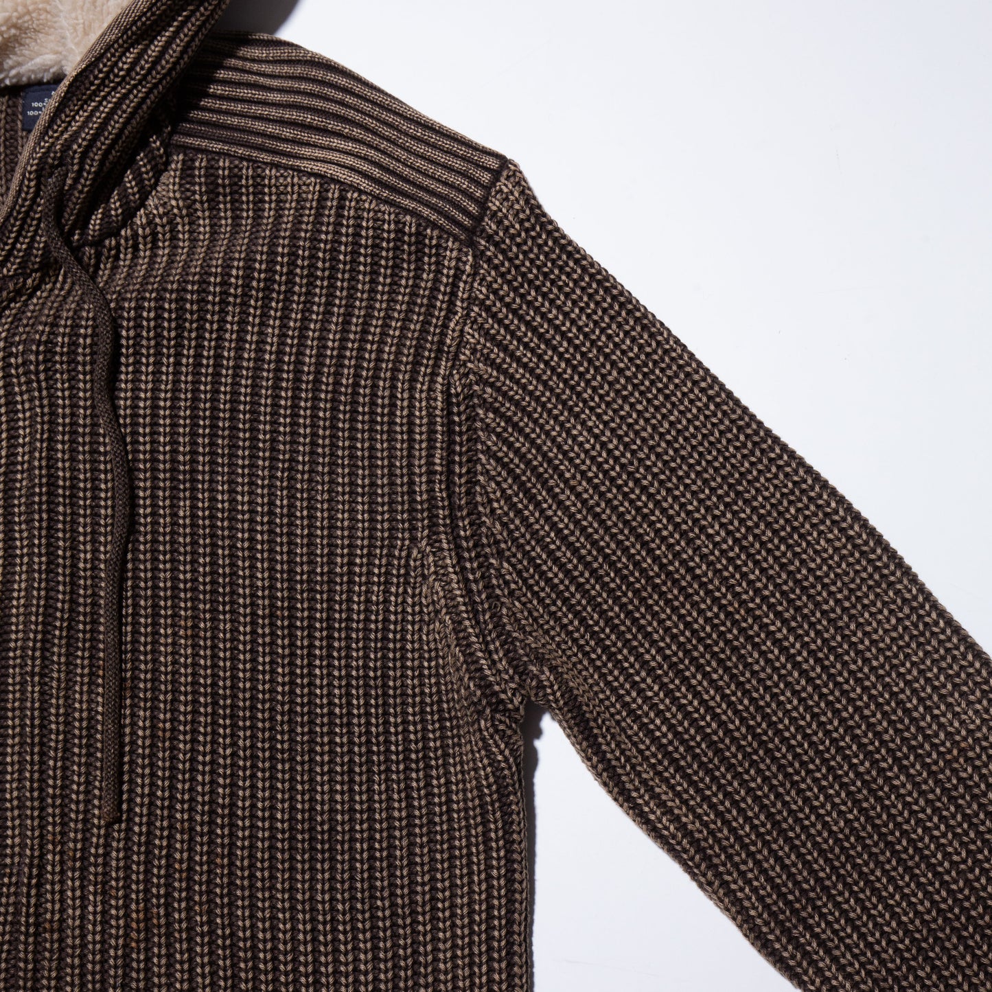 vintage acid rib knit boa hoodie