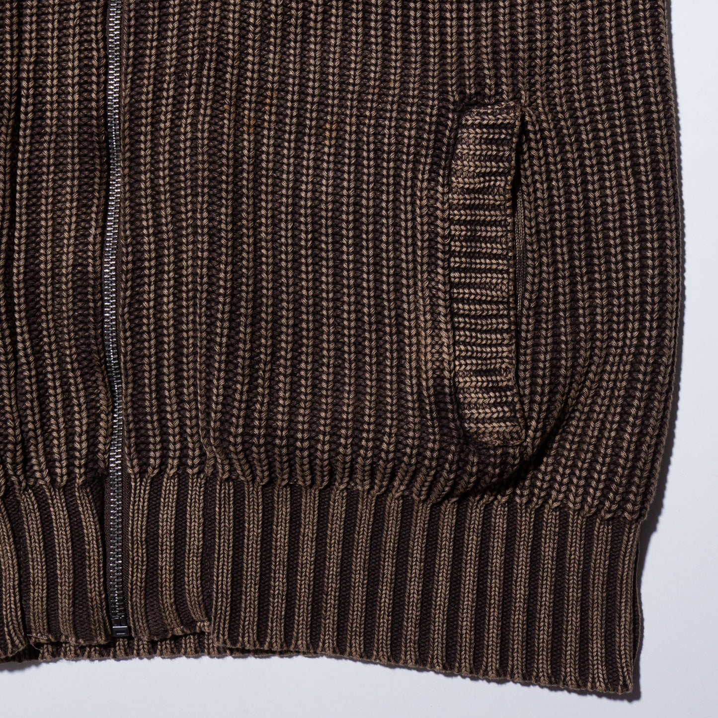 vintage acid rib knit boa hoodie