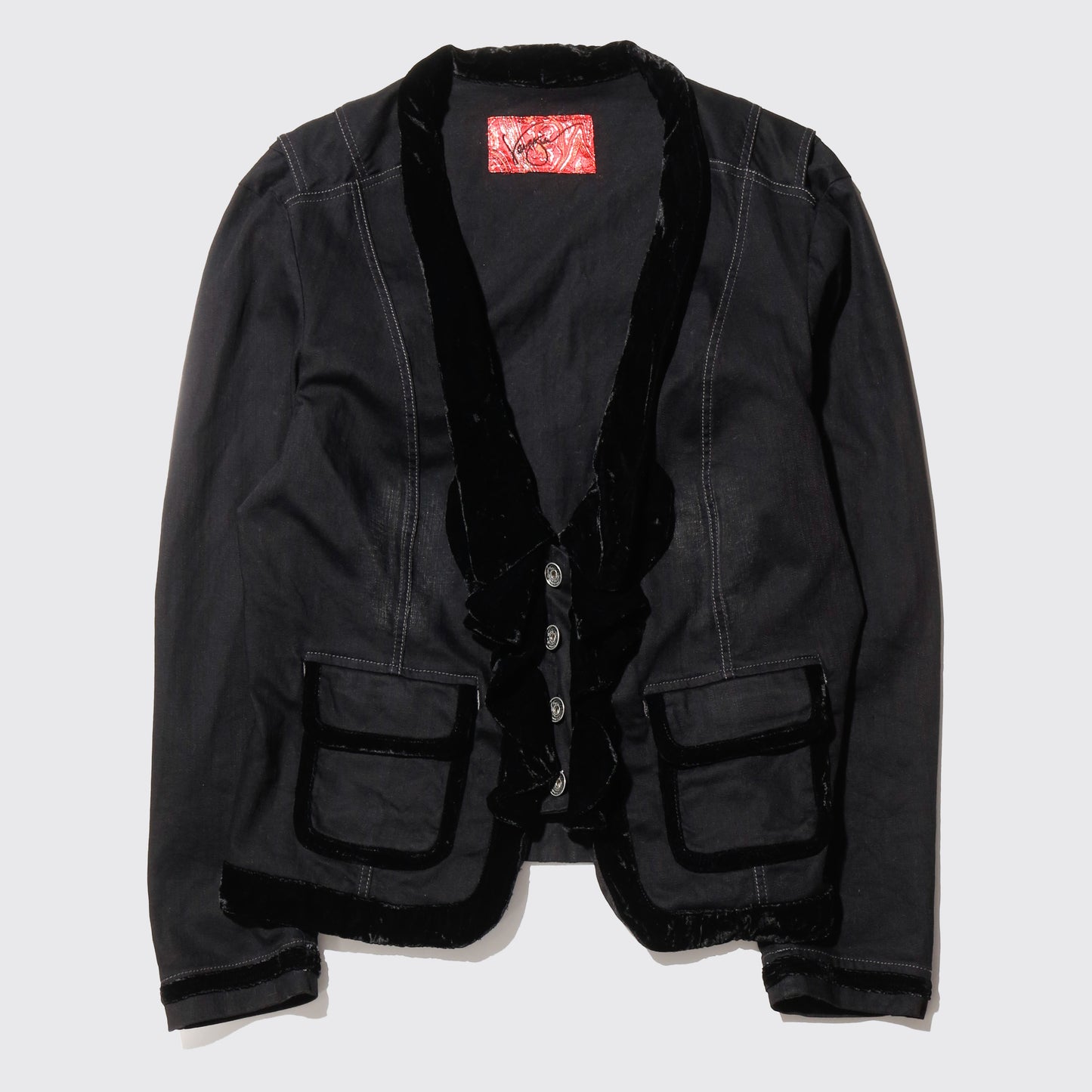 vintage frilled denim jacket