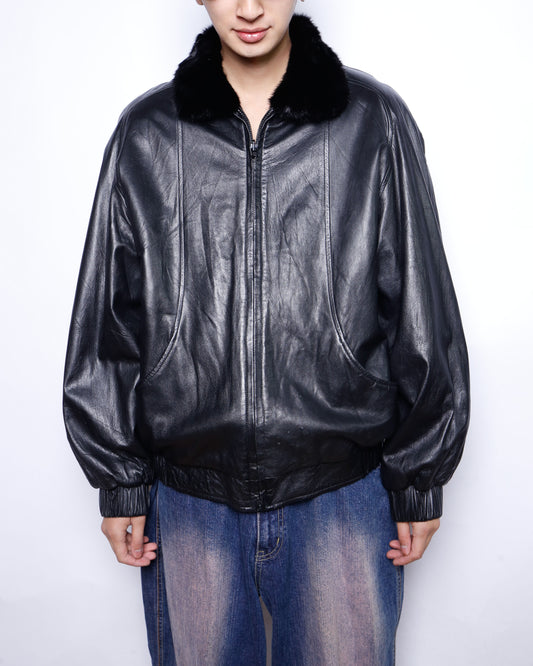 vintage reversible fur/leather jacket
