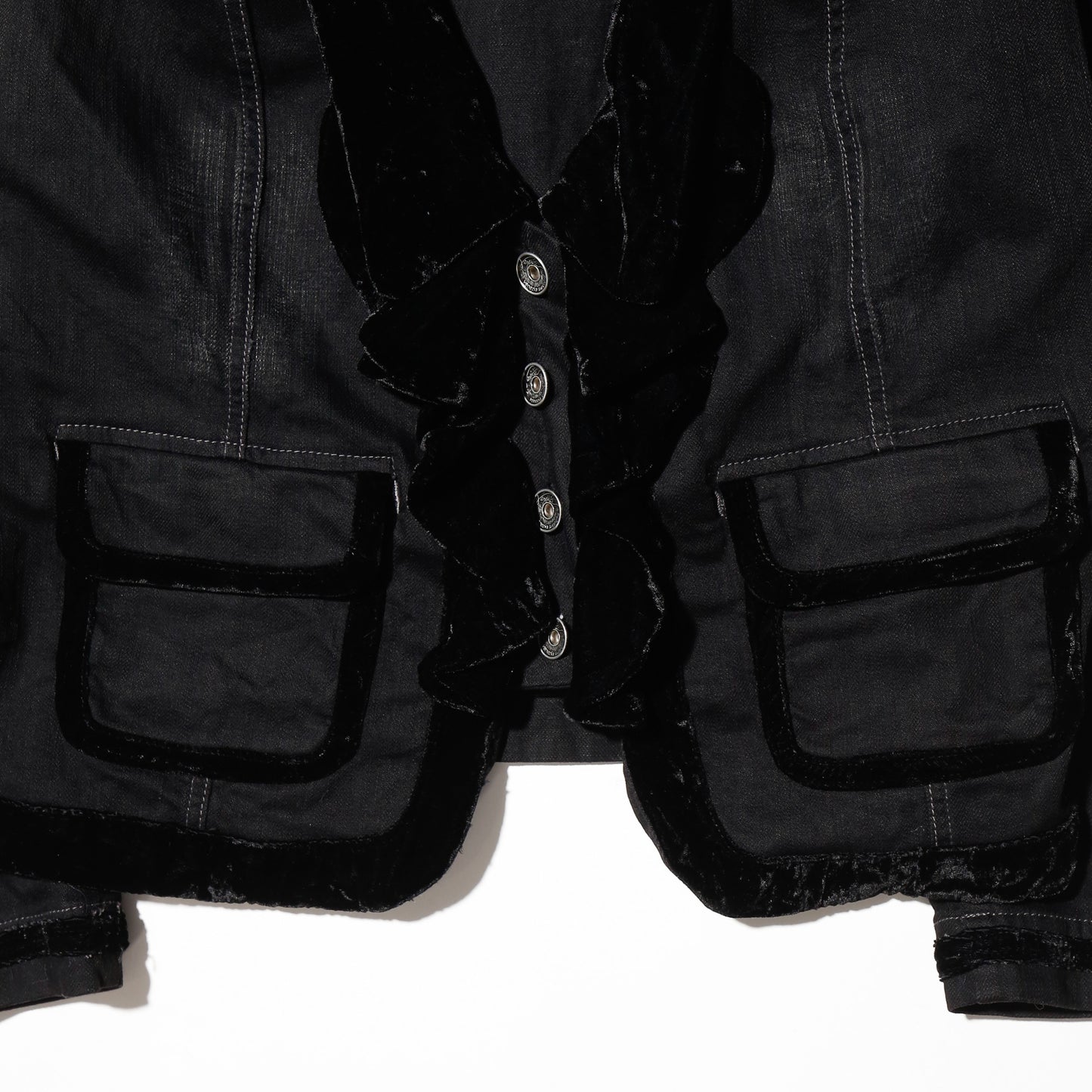 vintage frilled denim jacket