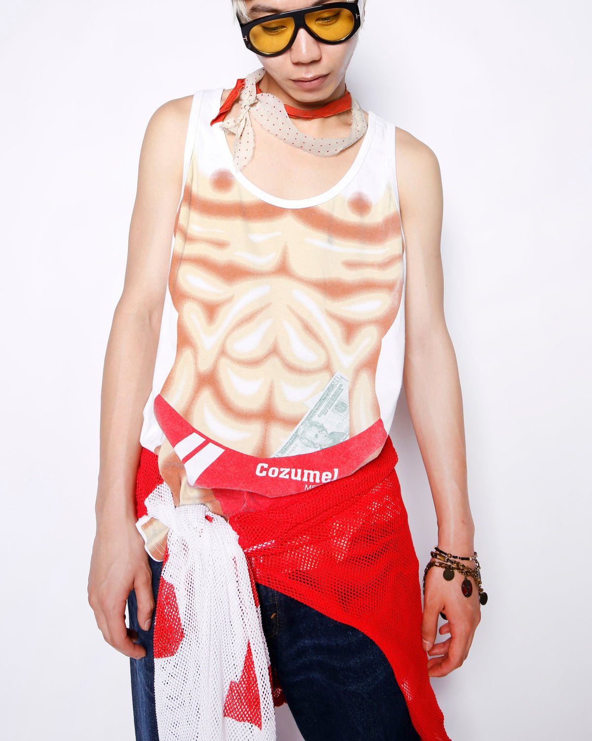 vintage muscle print tank top