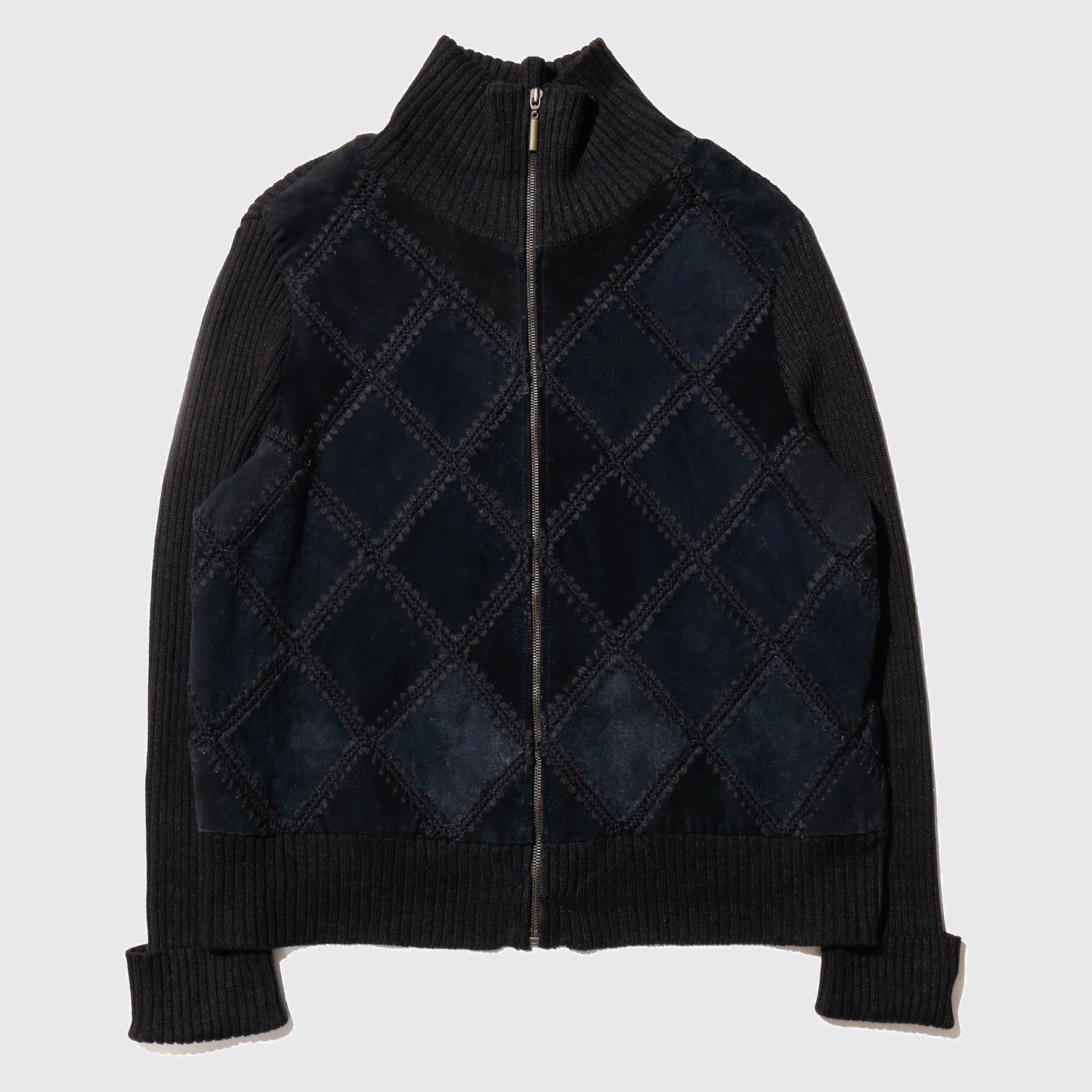 vintage dia leather knit jacket