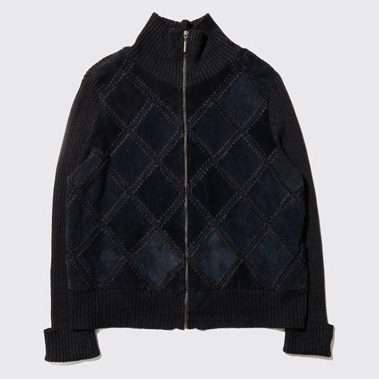 vintage dia leather knit jacket