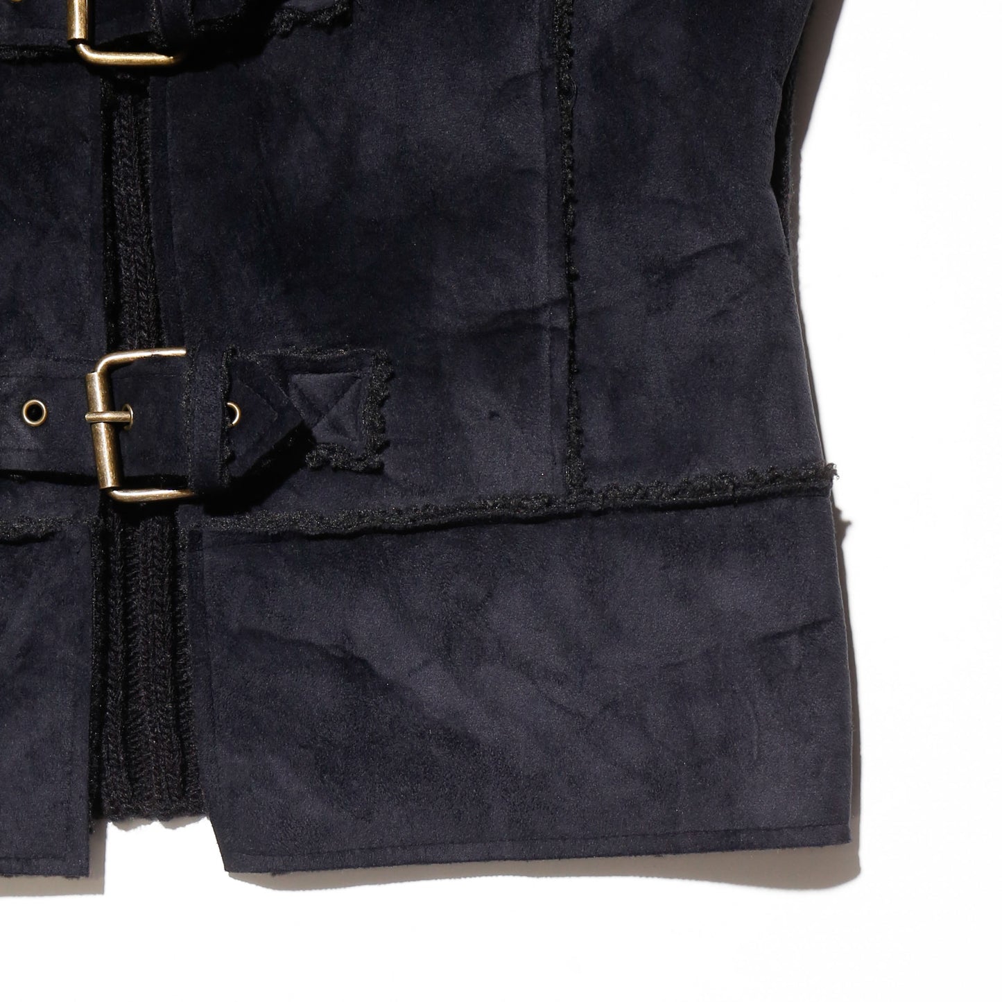 vintage buckle hybrid knit jacket