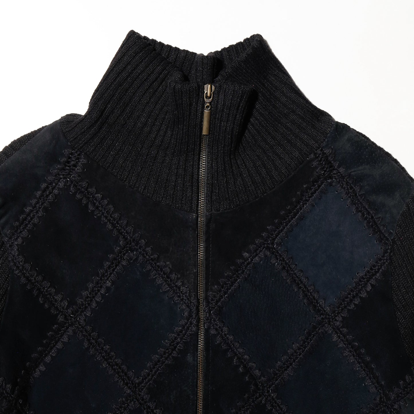 vintage dia leather knit jacket