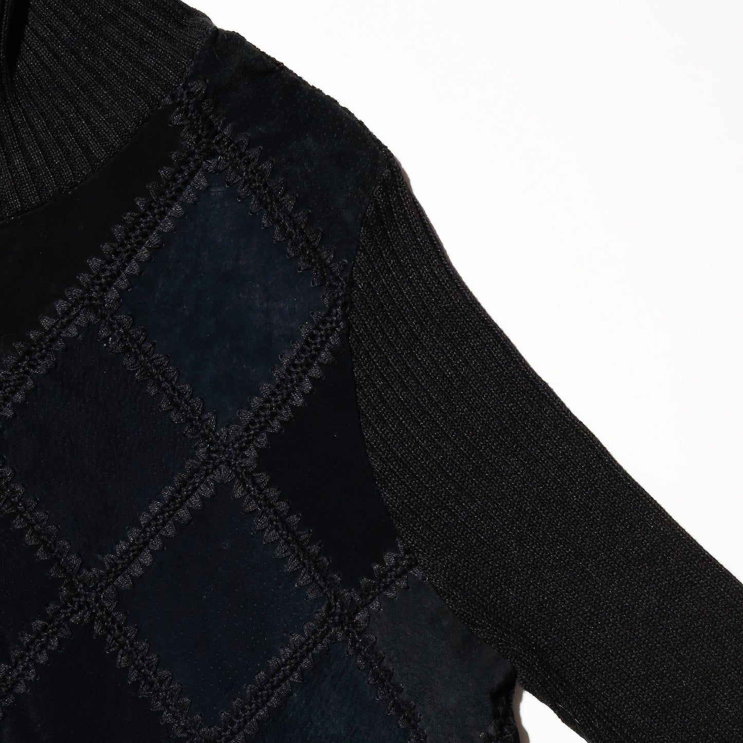 vintage dia leather knit jacket