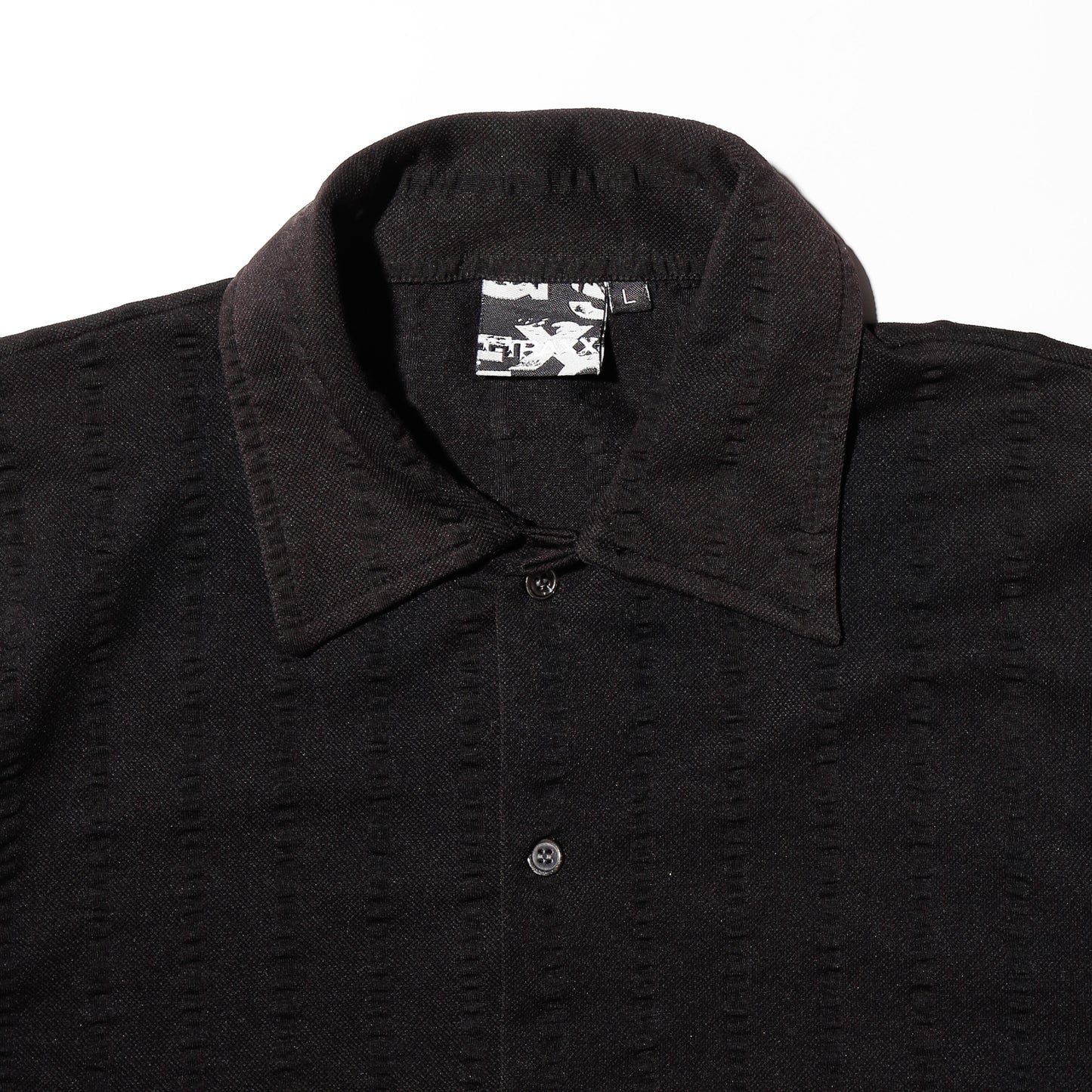 vintage stripe open collar h/s shirt