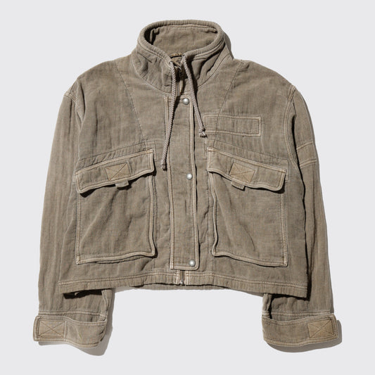 vintage cropped cotton aviator jacket
