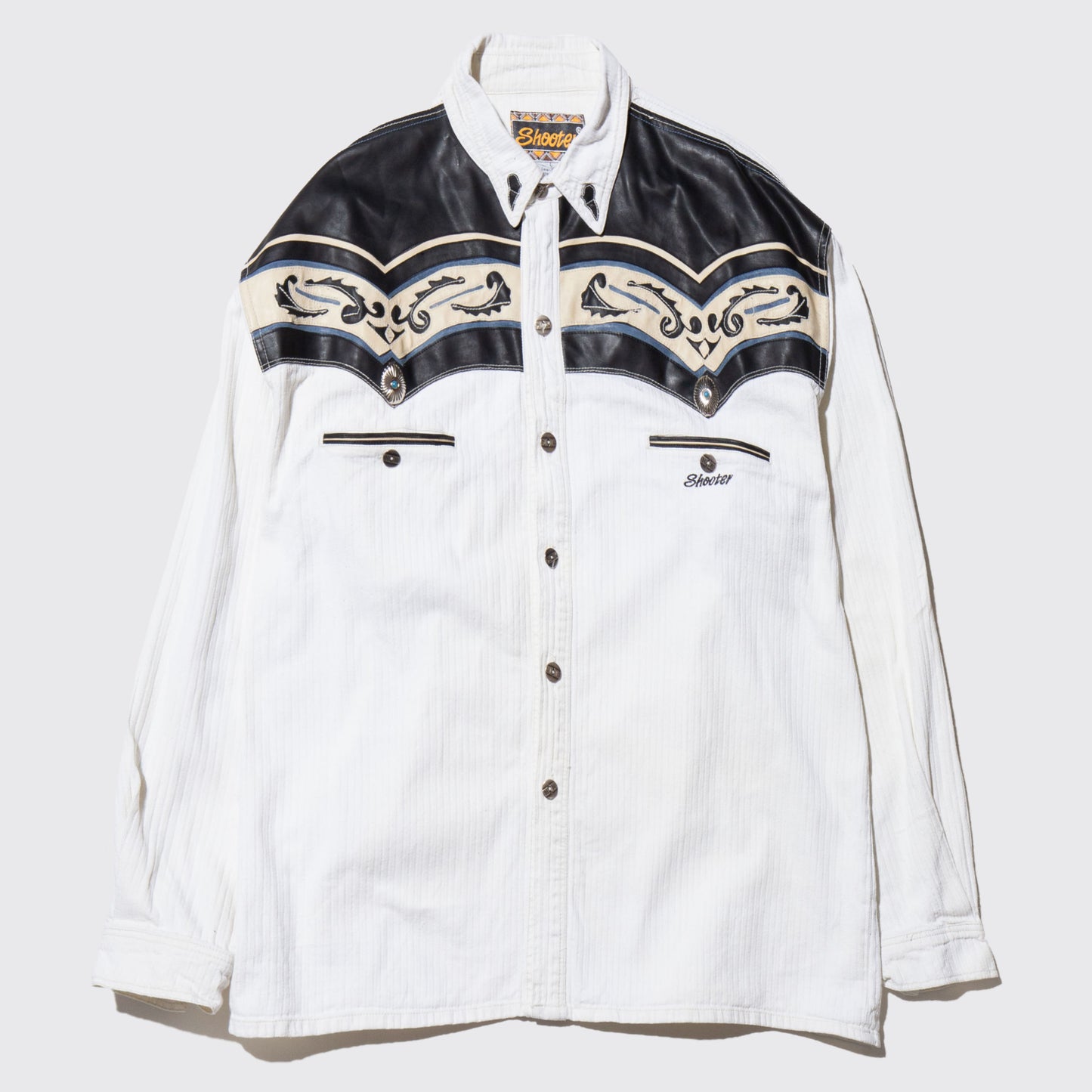 vintage leather combi western shirt