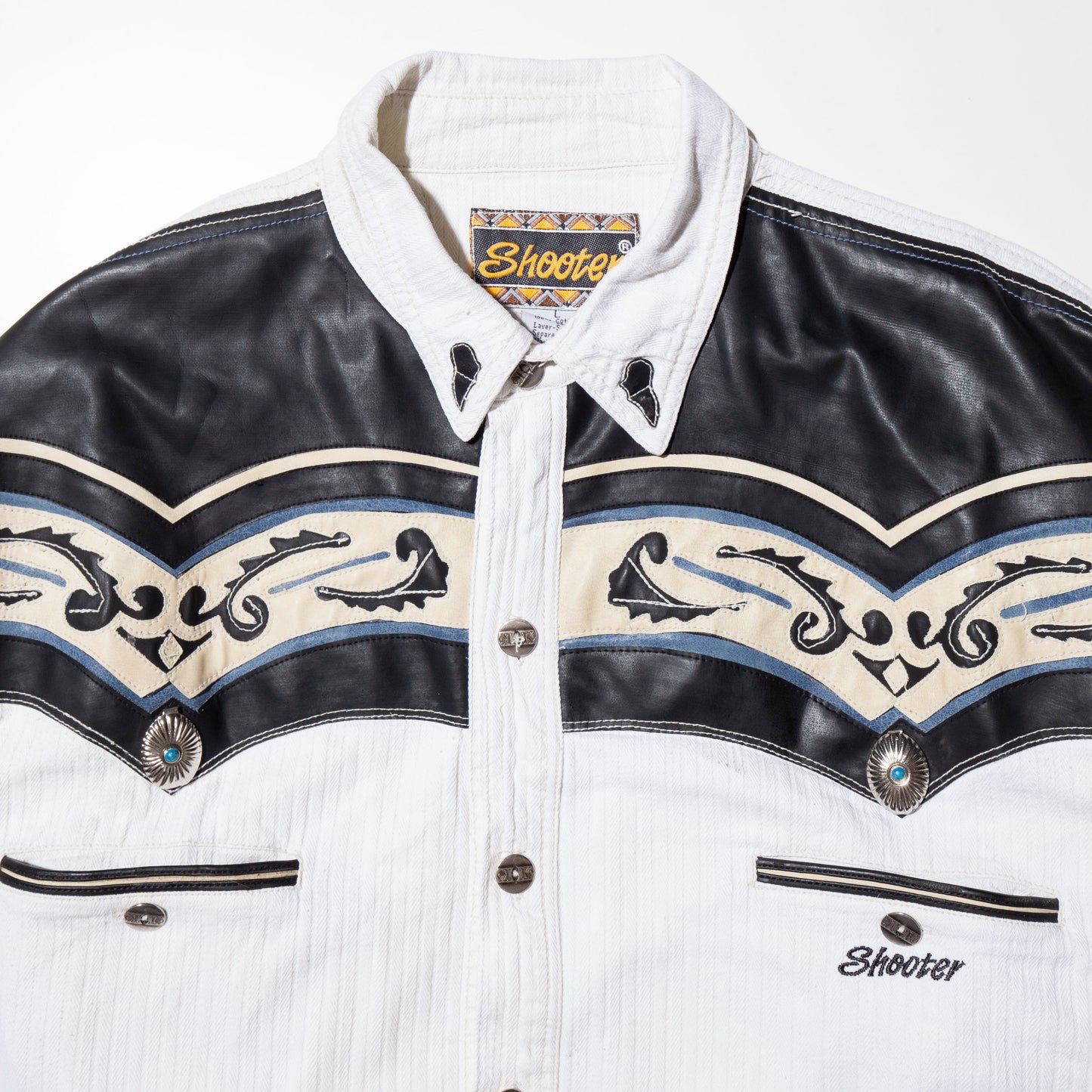 vintage leather combi western shirt