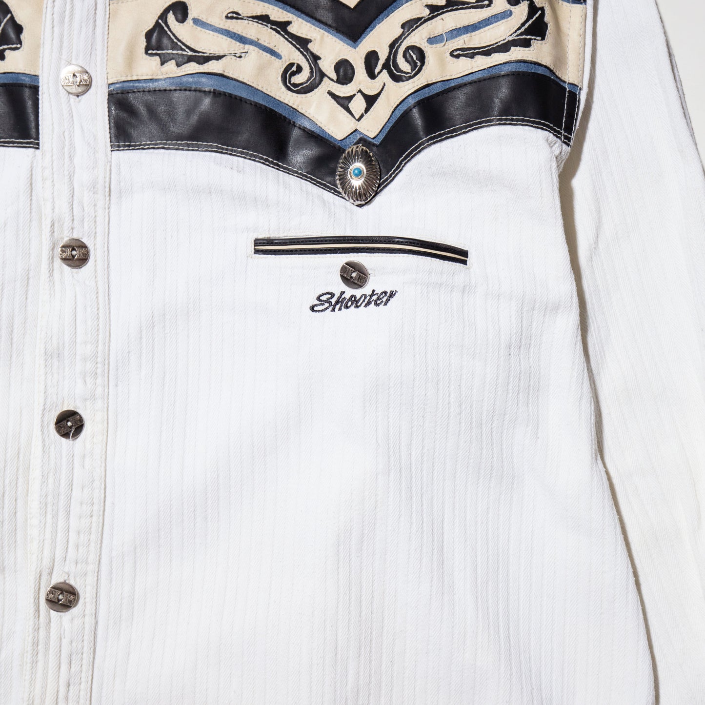 vintage leather combi western shirt