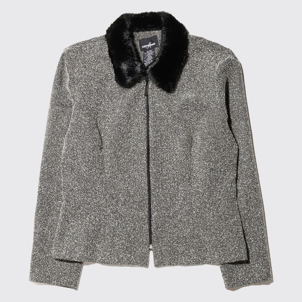 vintage faux fur collar frosting poly jacket