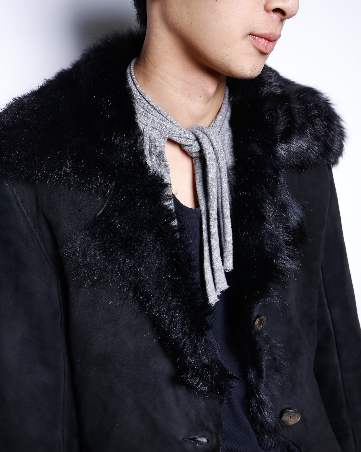 vintage distressed fur leather jacket