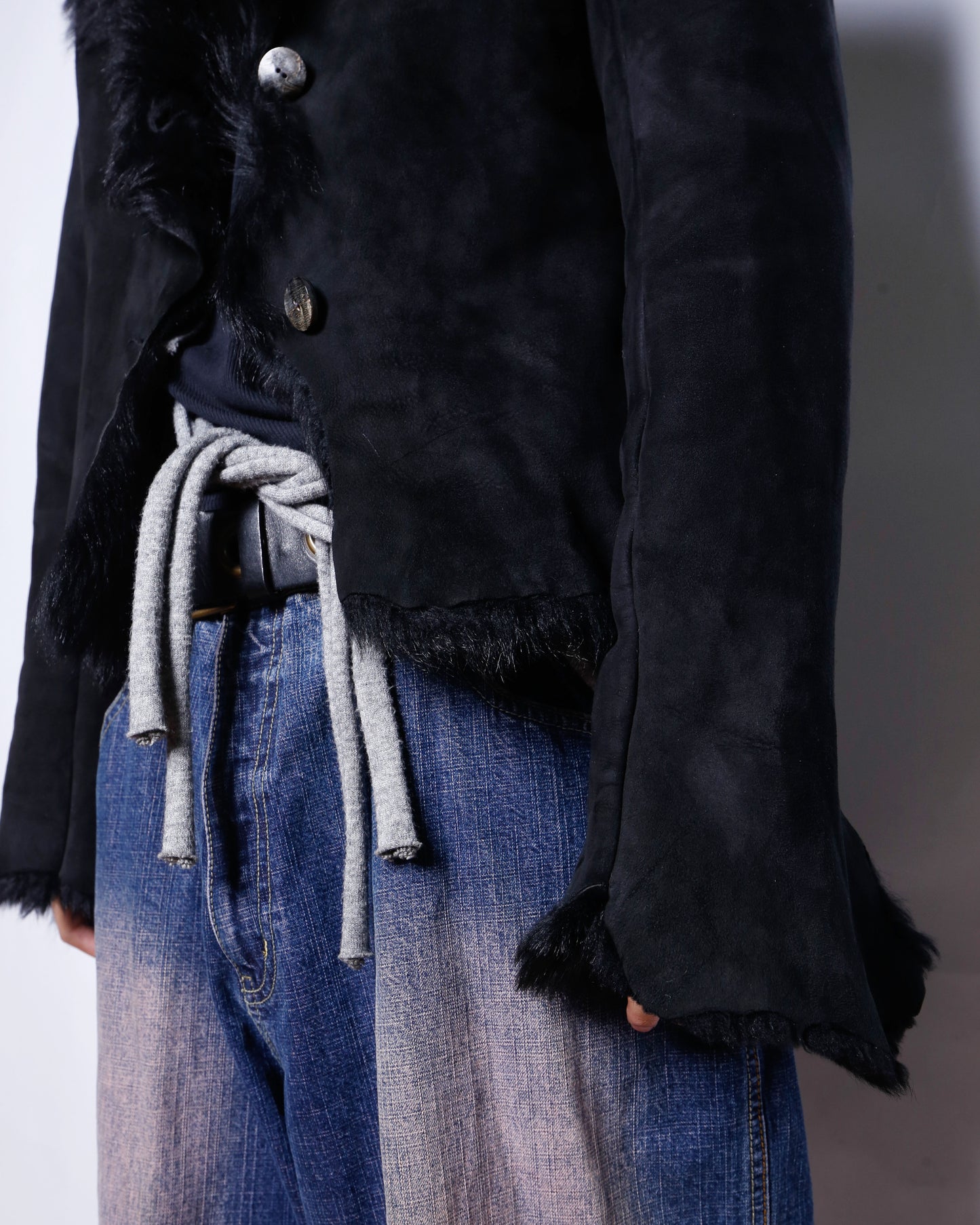 vintage distressed fur leather jacket