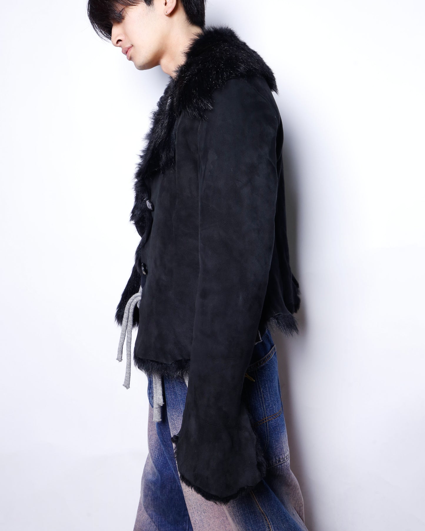 vintage distressed fur leather jacket