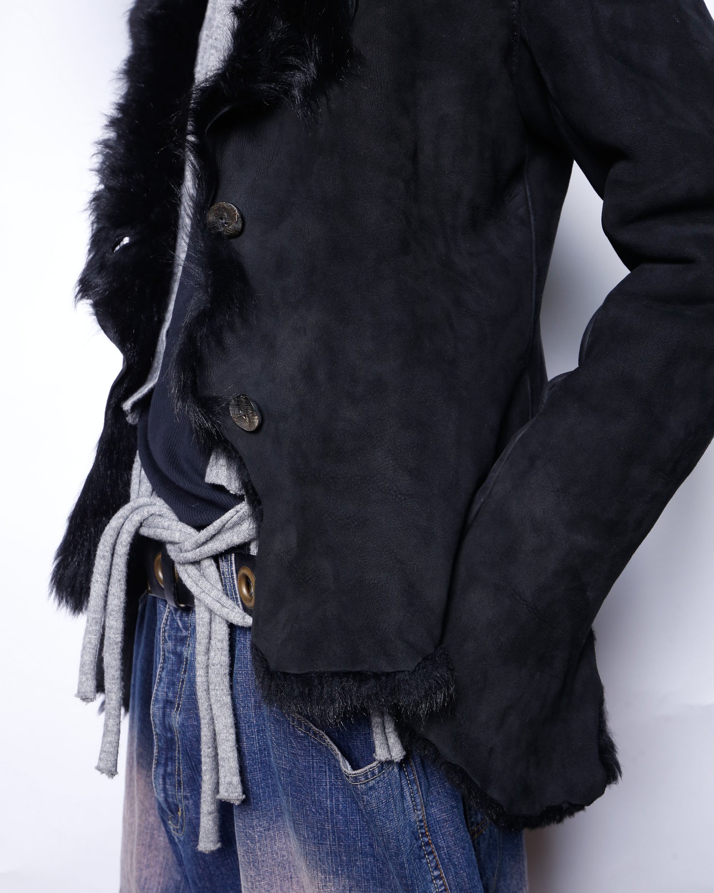 vintage distressed fur leather jacket