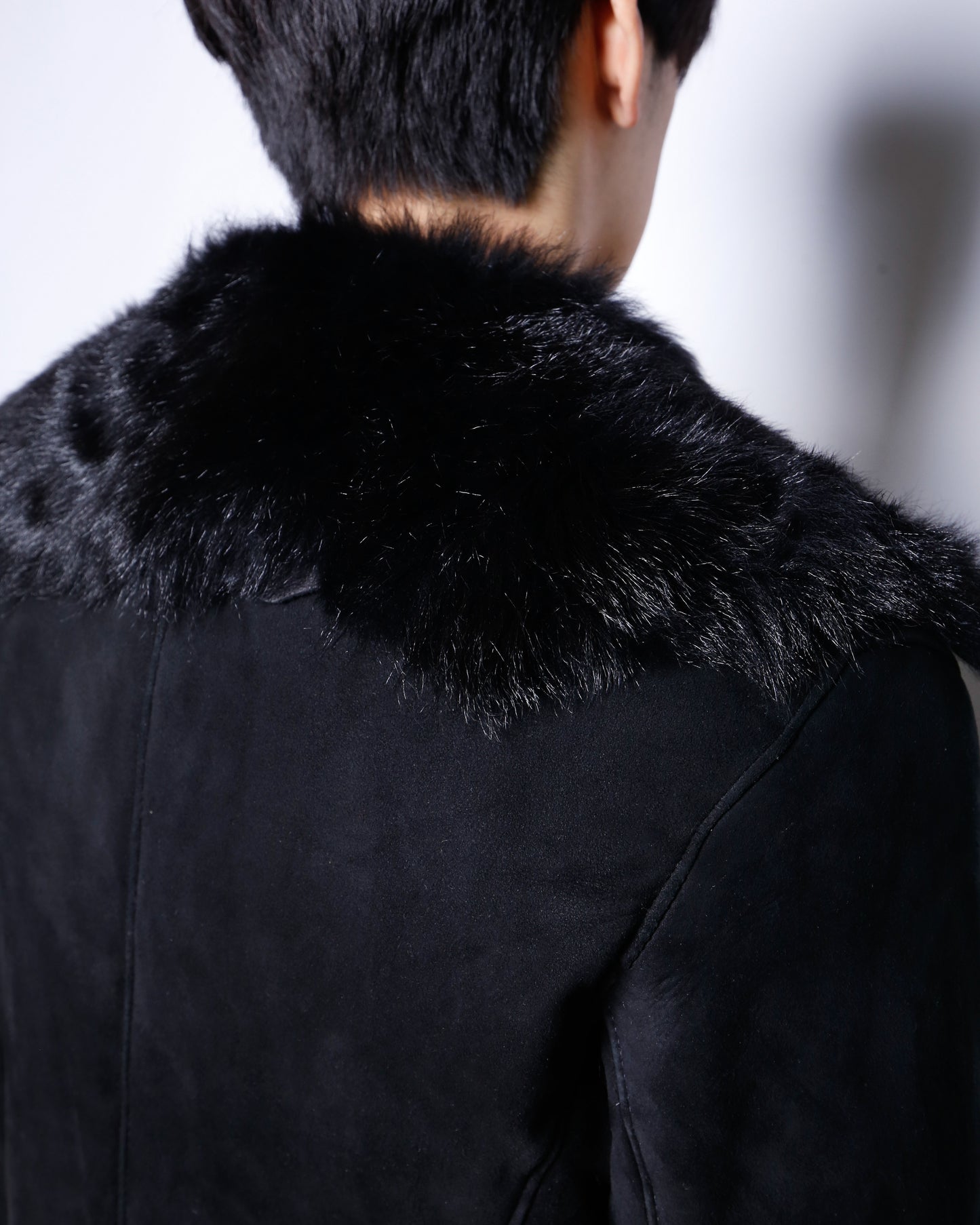 vintage distressed fur leather jacket