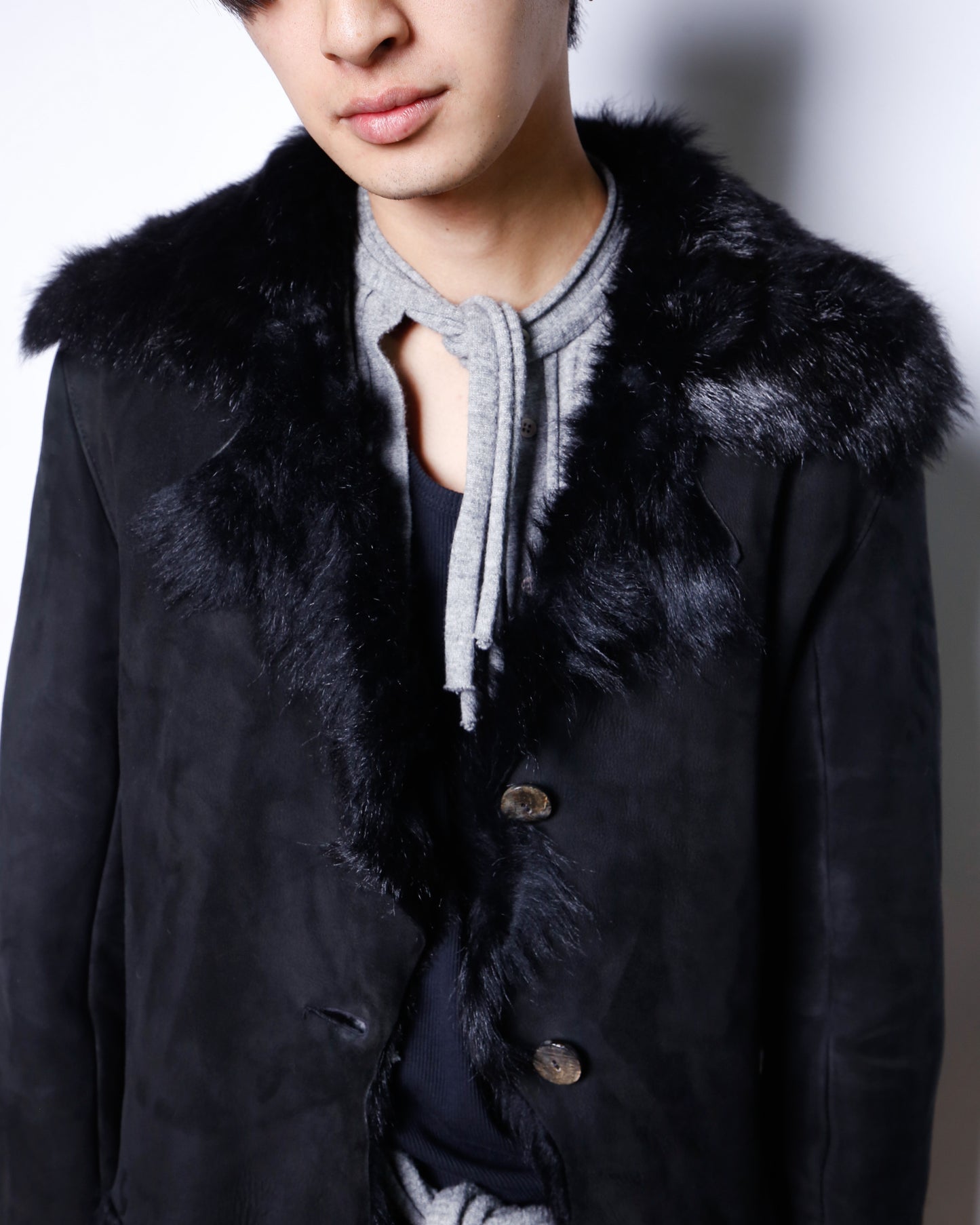 vintage distressed fur leather jacket