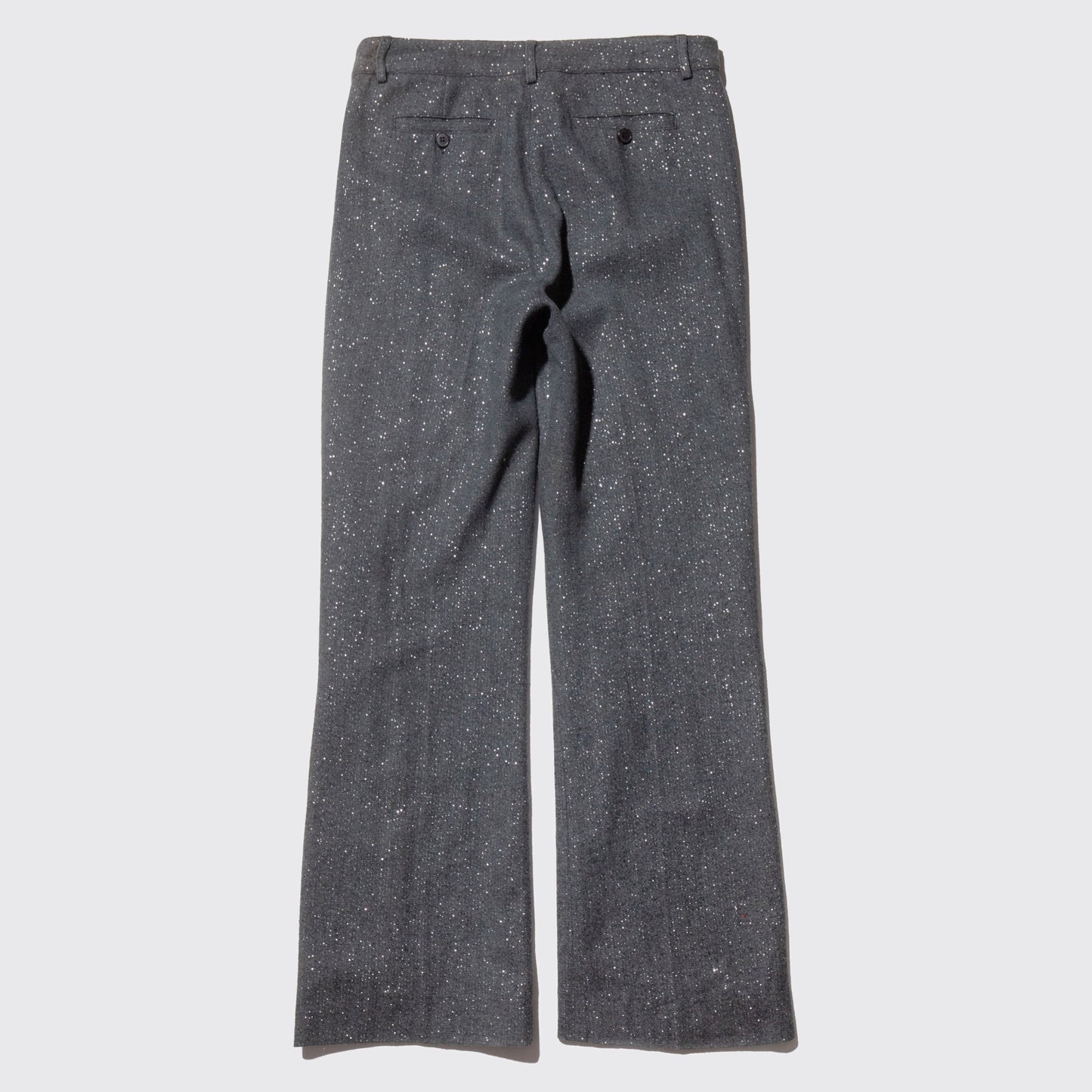 vintage lame flare wool trousers