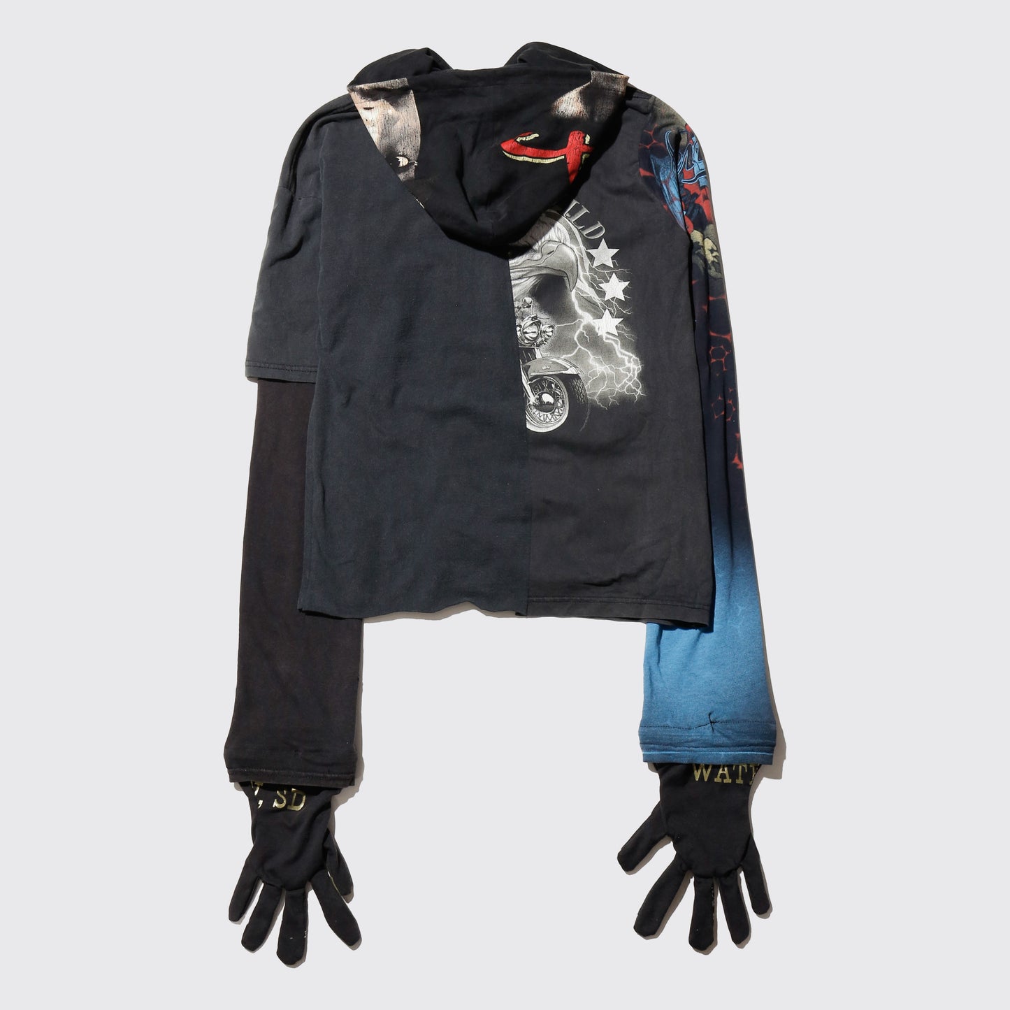 *one-off hybrid hooded cut sew, with detachable gloves