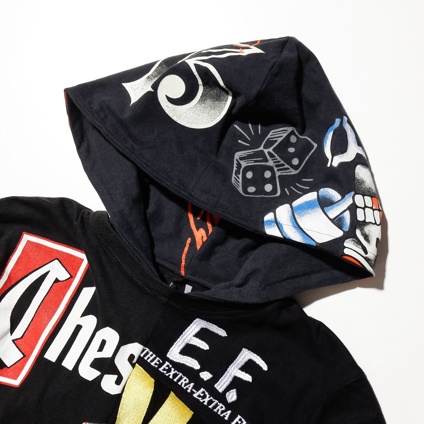 *one-off hybrid hooded cut sew, with detachable gloves hoodie