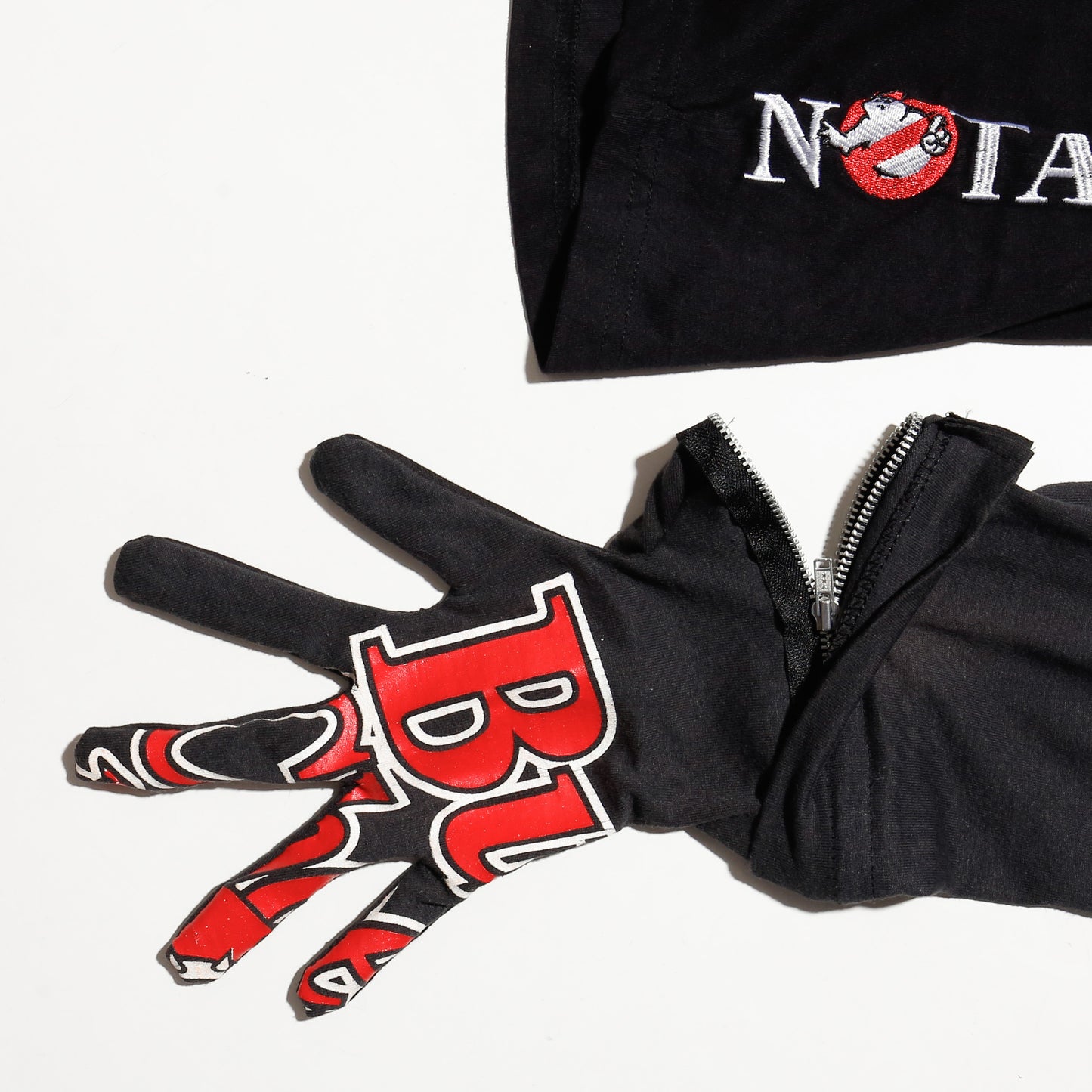 *one-off hybrid hooded cut sew, with detachable gloves hoodie