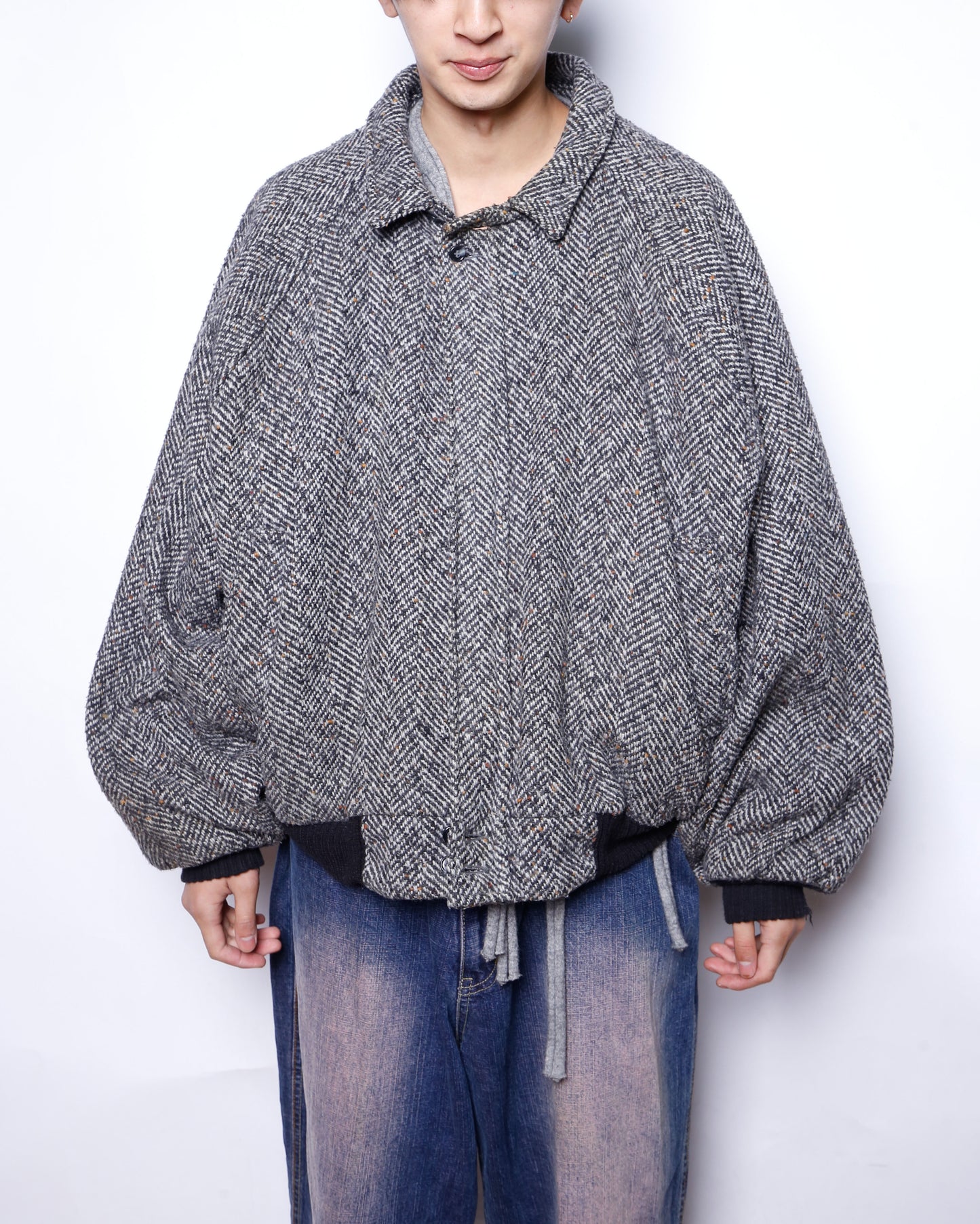 vintage chunky herringbone tweed jacket