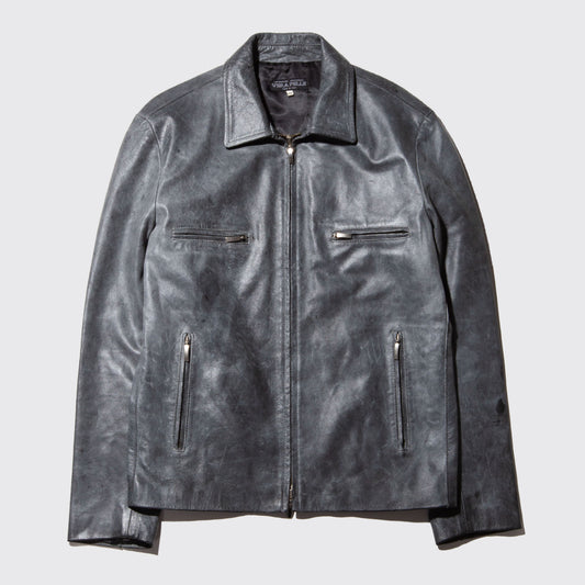 vintage zipped fade leather jacket