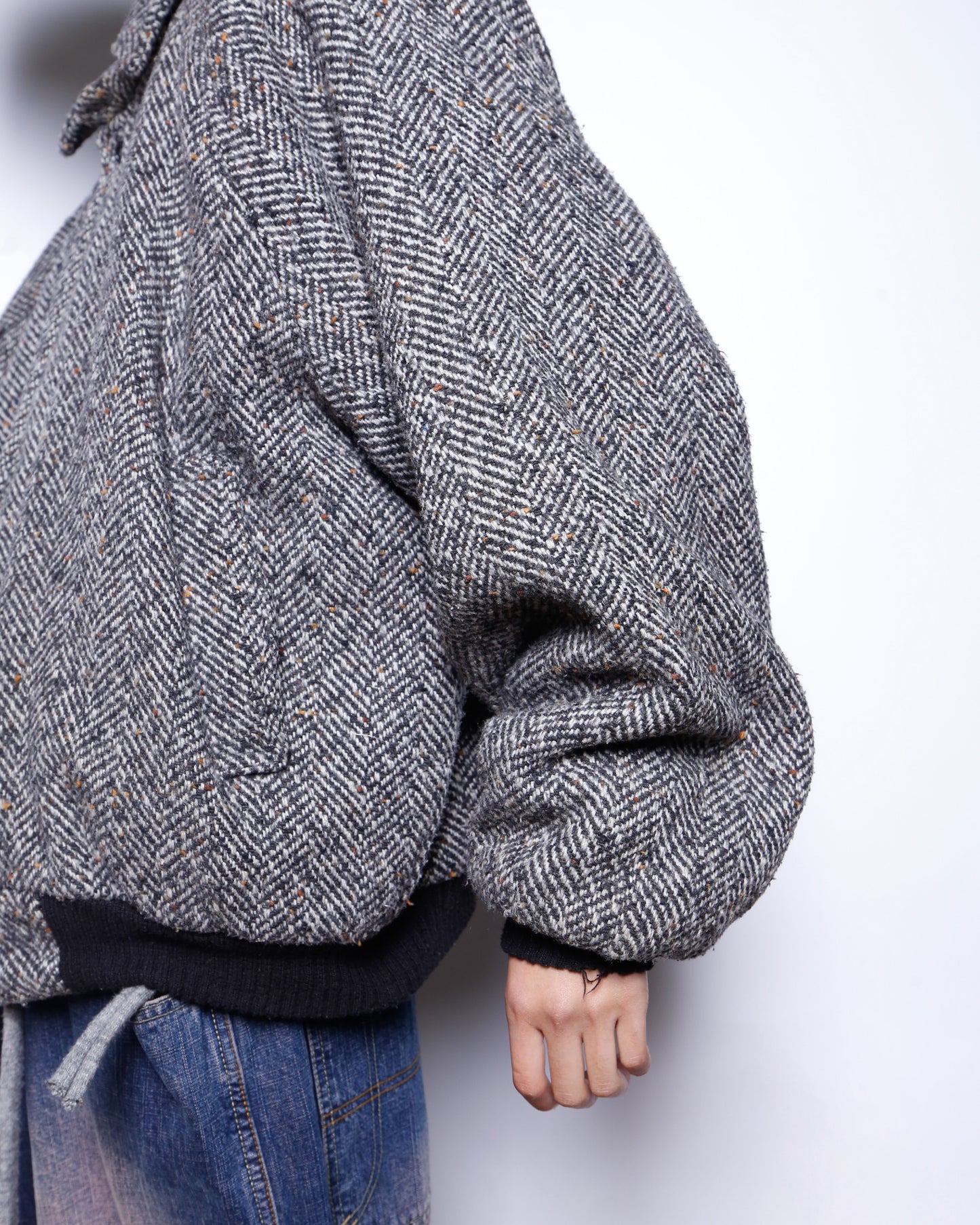 vintage chunky herringbone tweed jacket