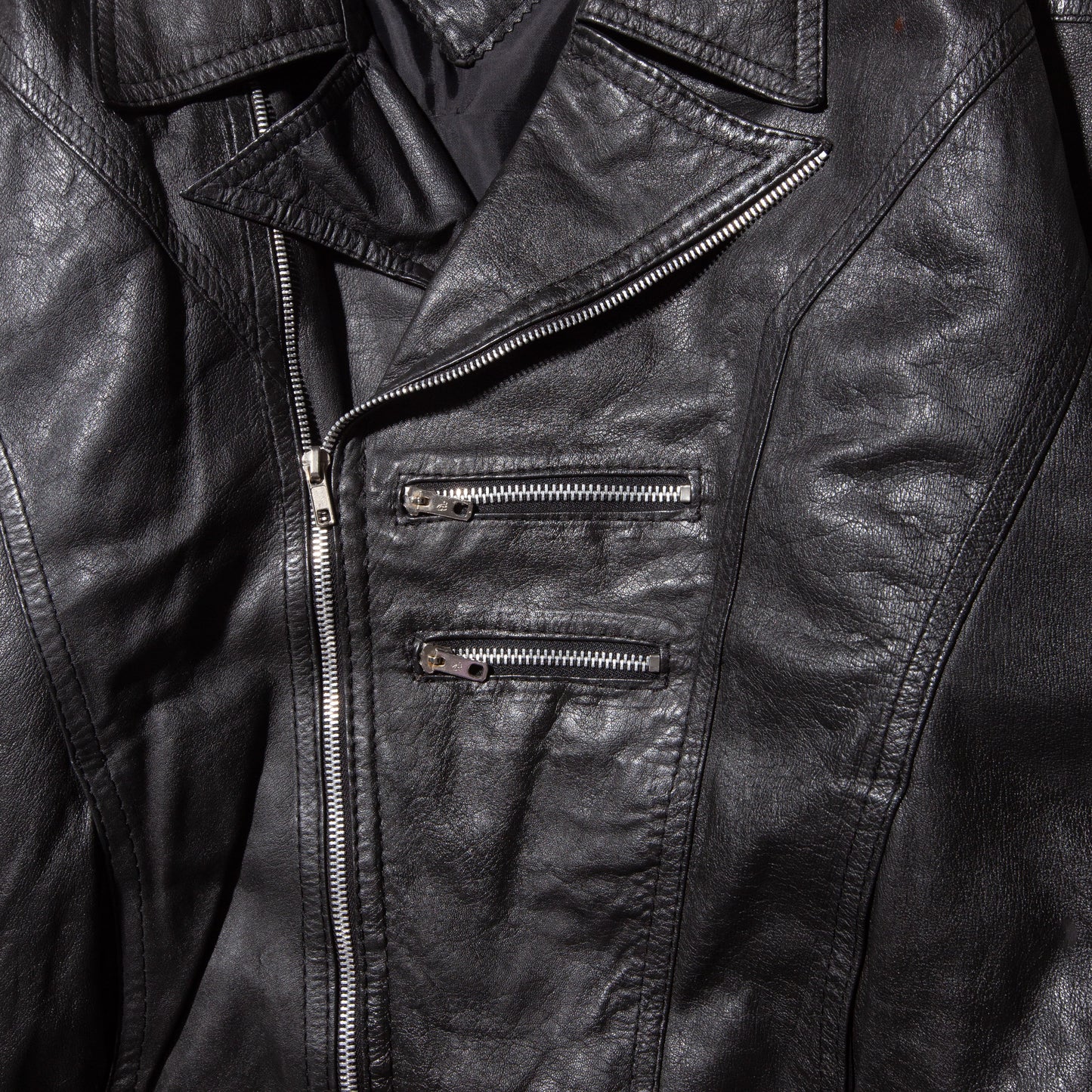 vintage multi zipped riders leather jacket