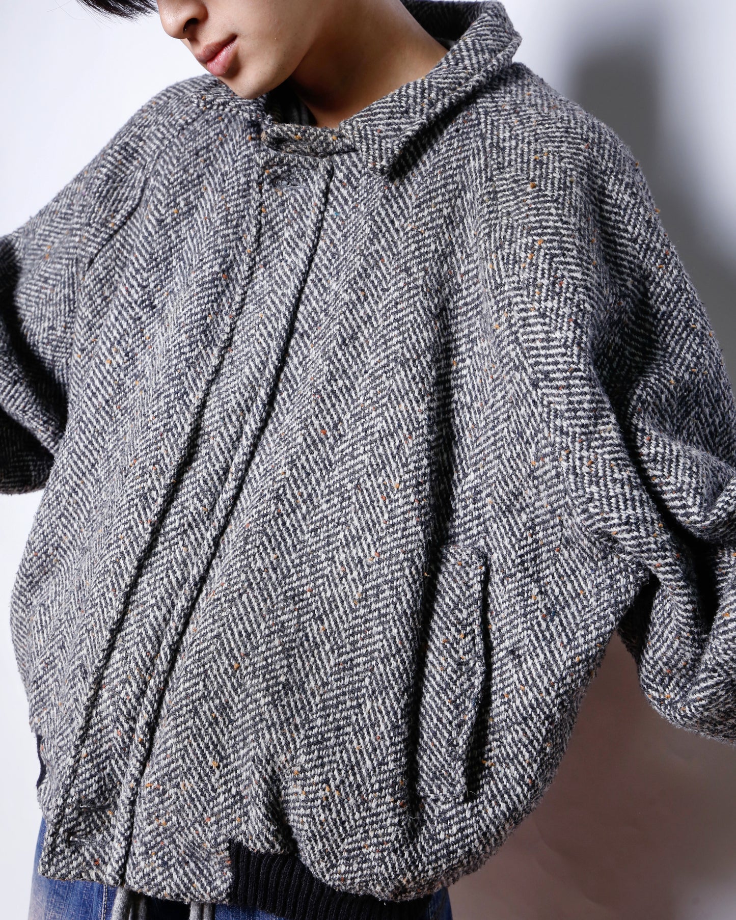 vintage chunky herringbone tweed jacket