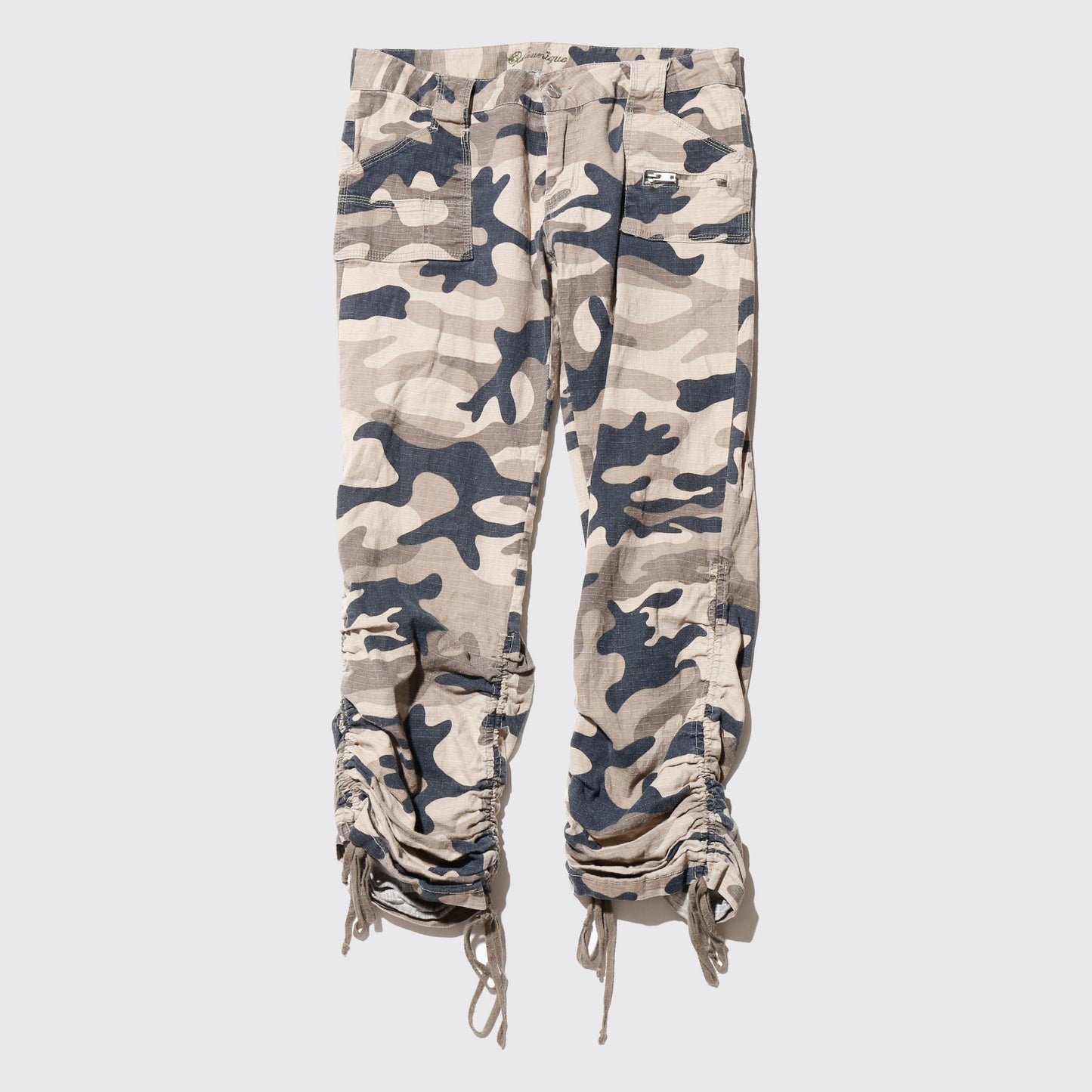 vintage shirring low rised desert camo trousers