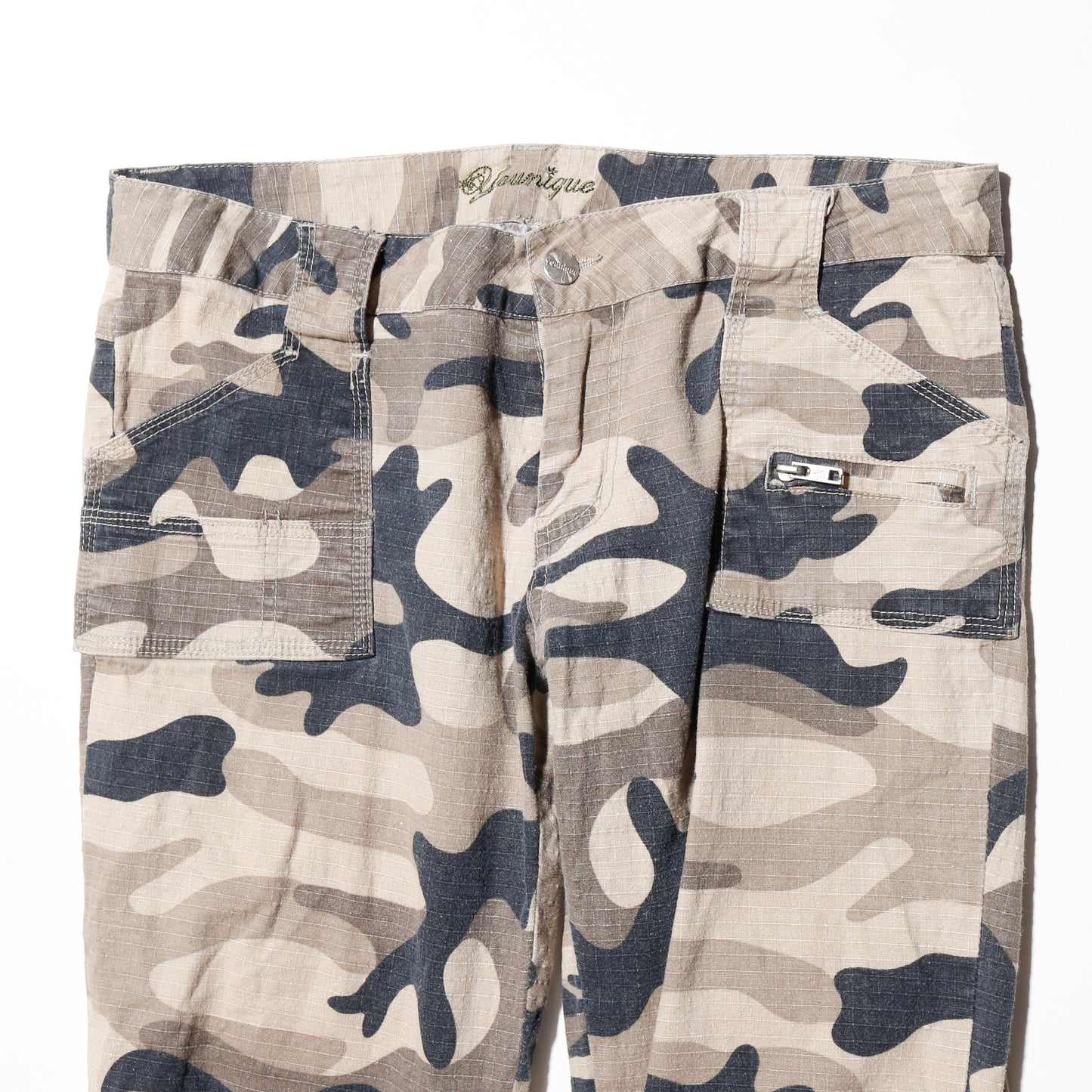 vintage shirring low rised desert camo trousers