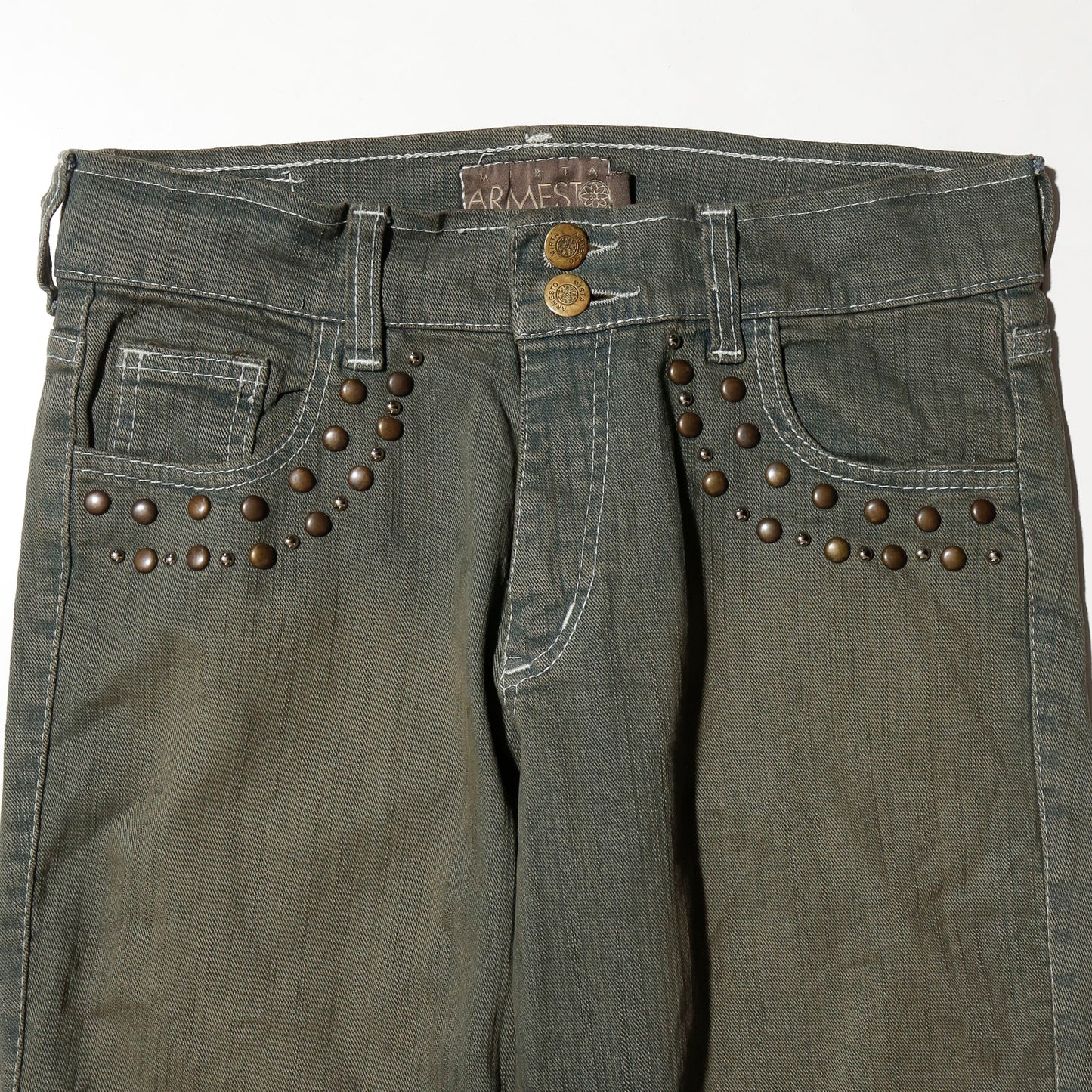 vintage side slit studs dust jeans