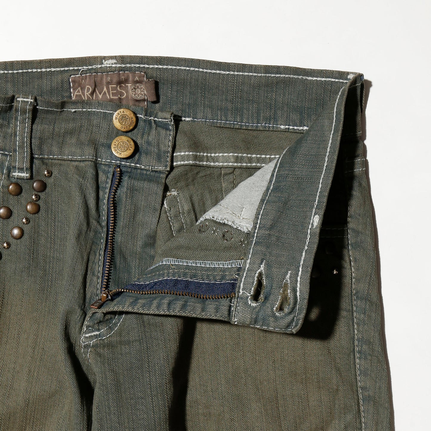 vintage side slit studs dust jeans