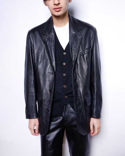 vintage euro leather tailored jacket