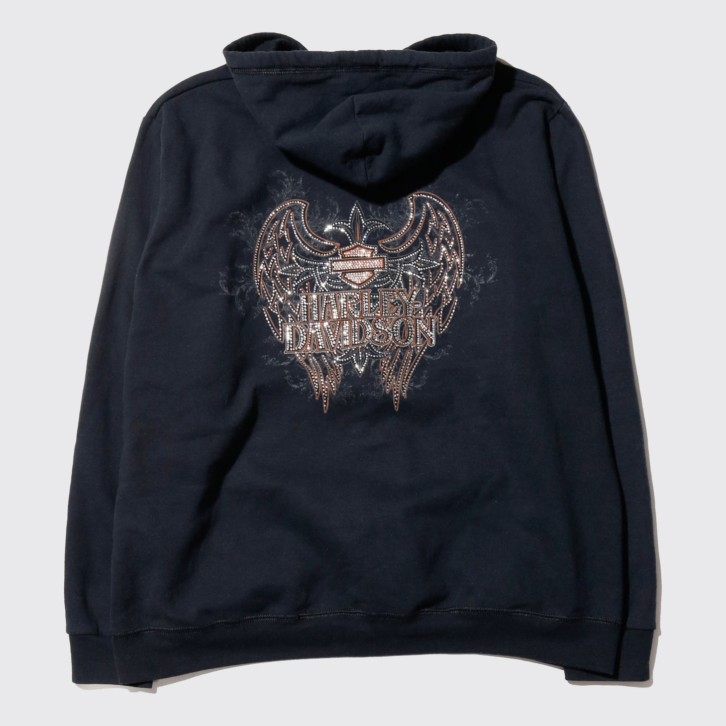 vintage 00's harley-davidson shinny feather hoodie