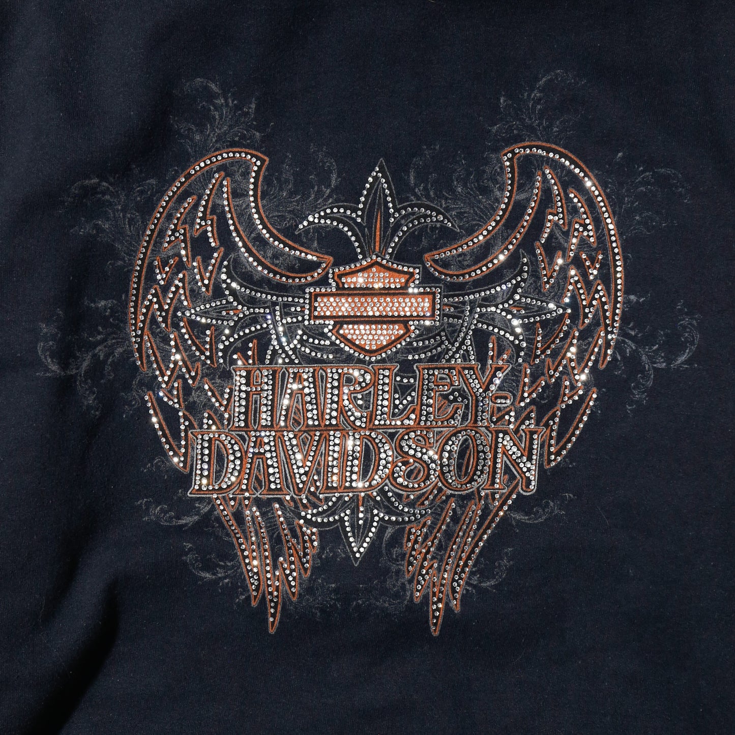 vintage 00's harley-davidson shinny feather hoodie